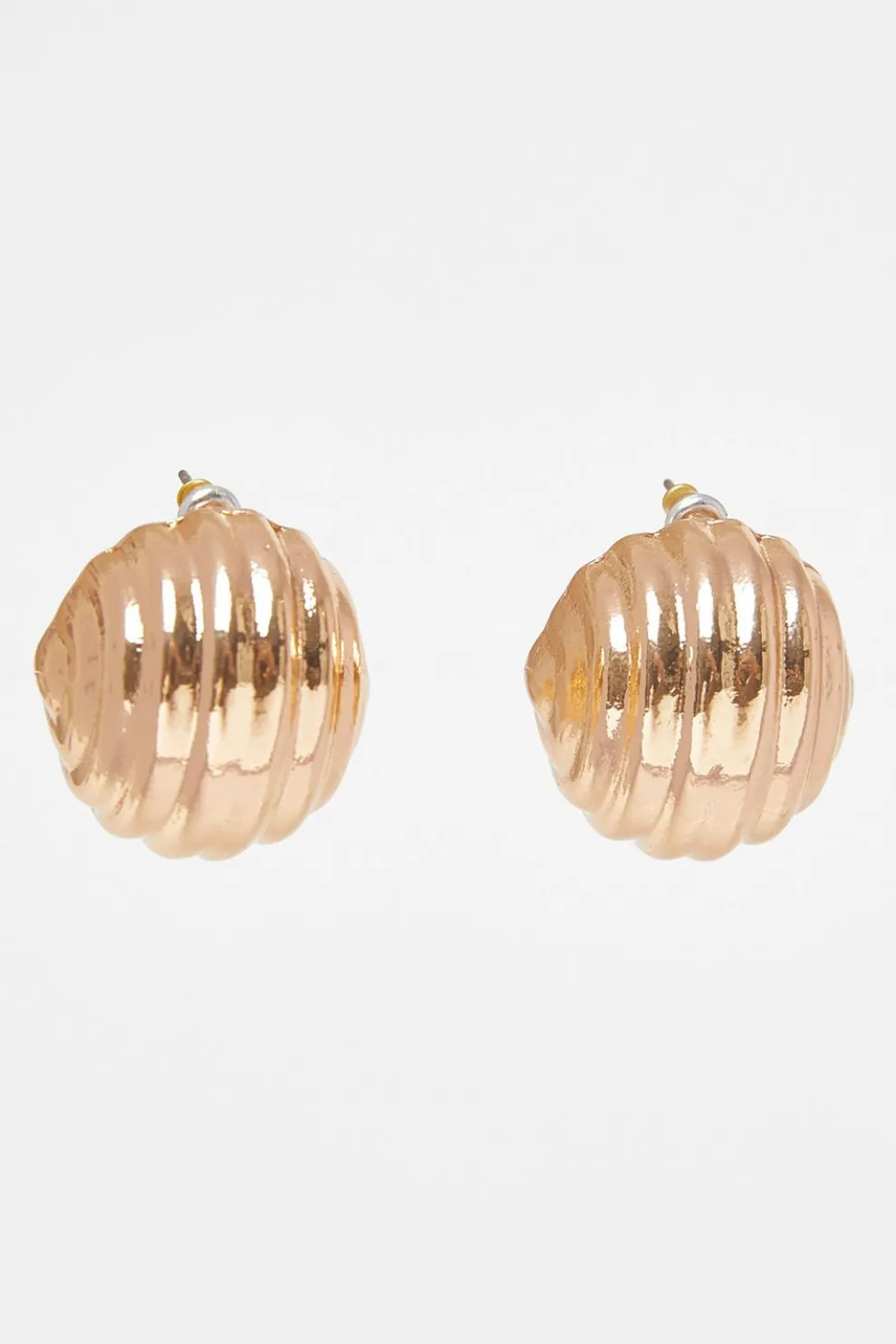 Gold Textured Dome Stud Earrings