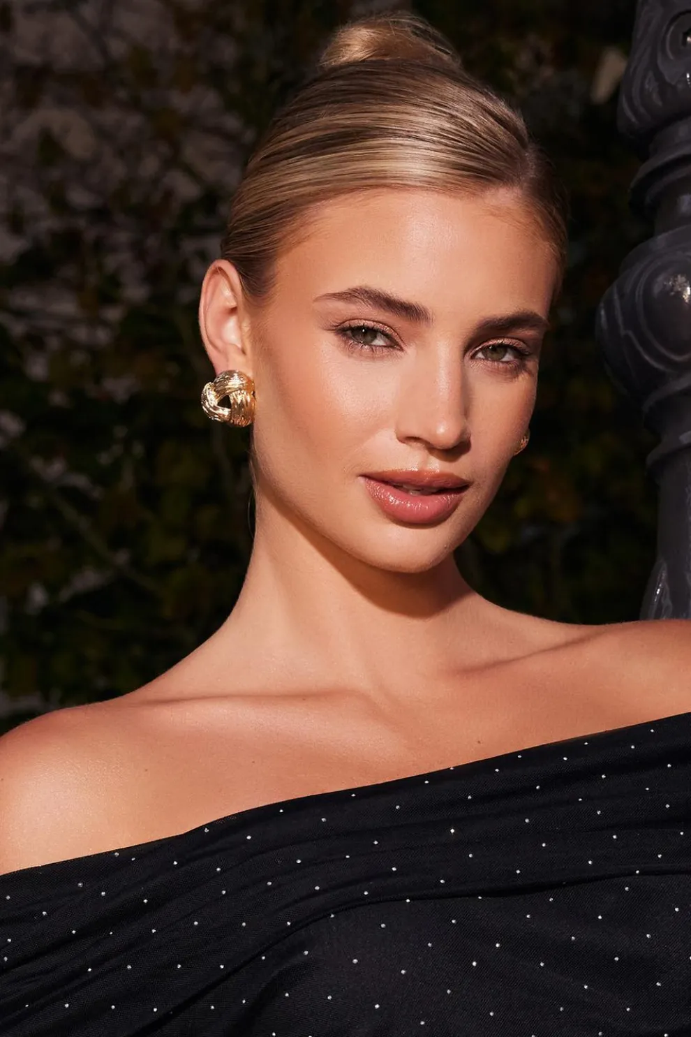 Gold Textured Knot Stud Earrings