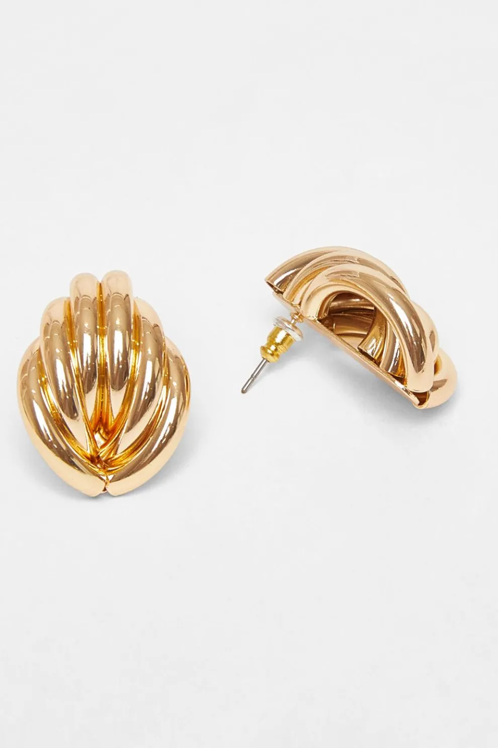 Gold Textured Tear Drop Earrings