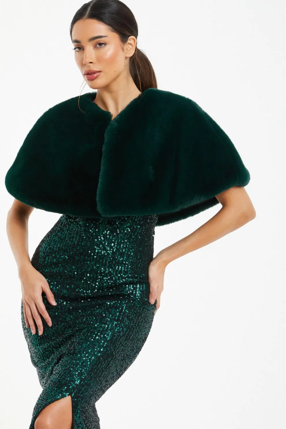 Green Faux Fur Wrap