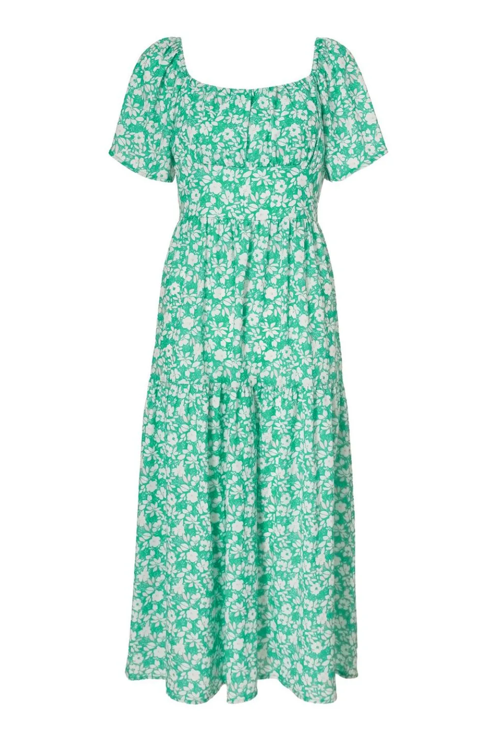 Green Floral Print Midi Dress