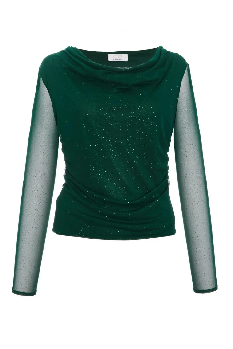 Green Glitter Mesh Crop Top