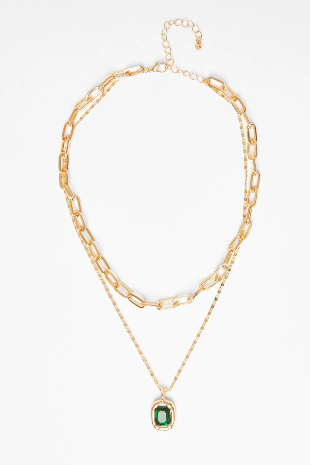Green Jewel Layered Necklace
