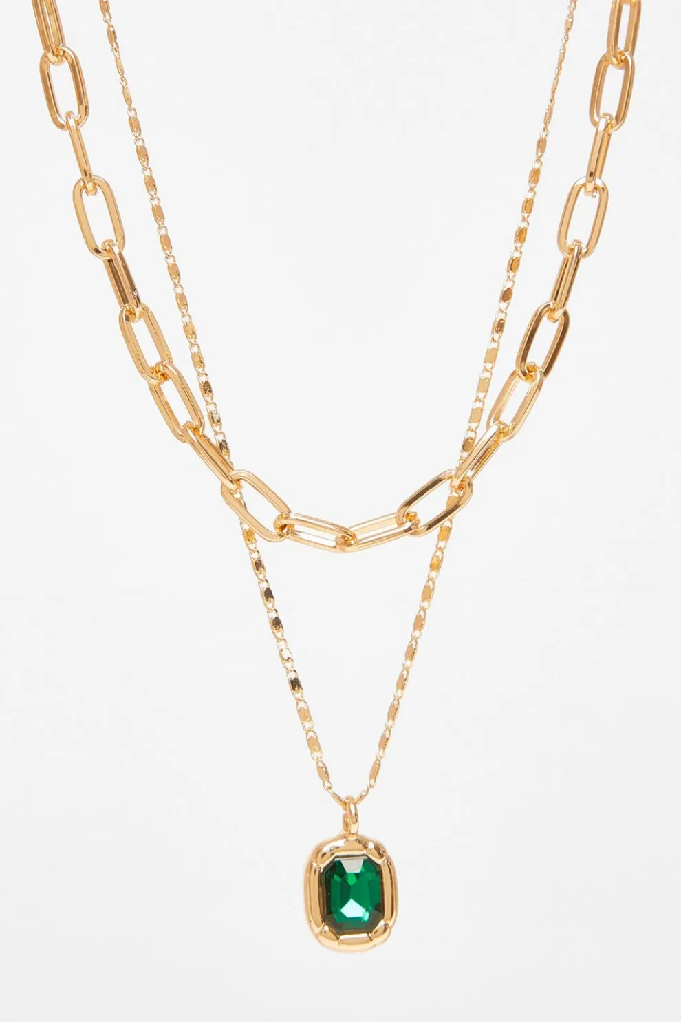 Green Jewel Layered Necklace