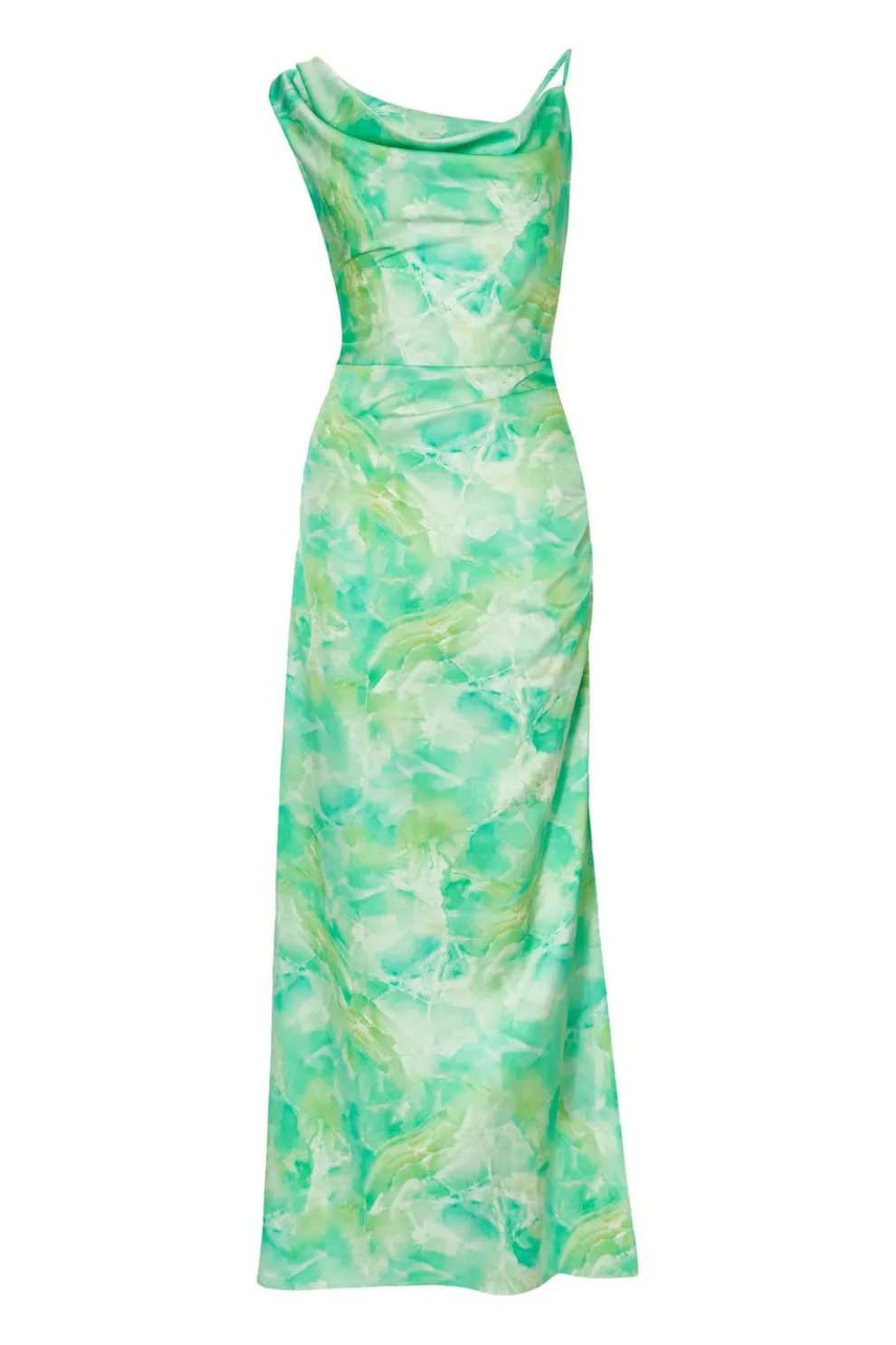 Green Tie Dye Cowl Midaxi Dress