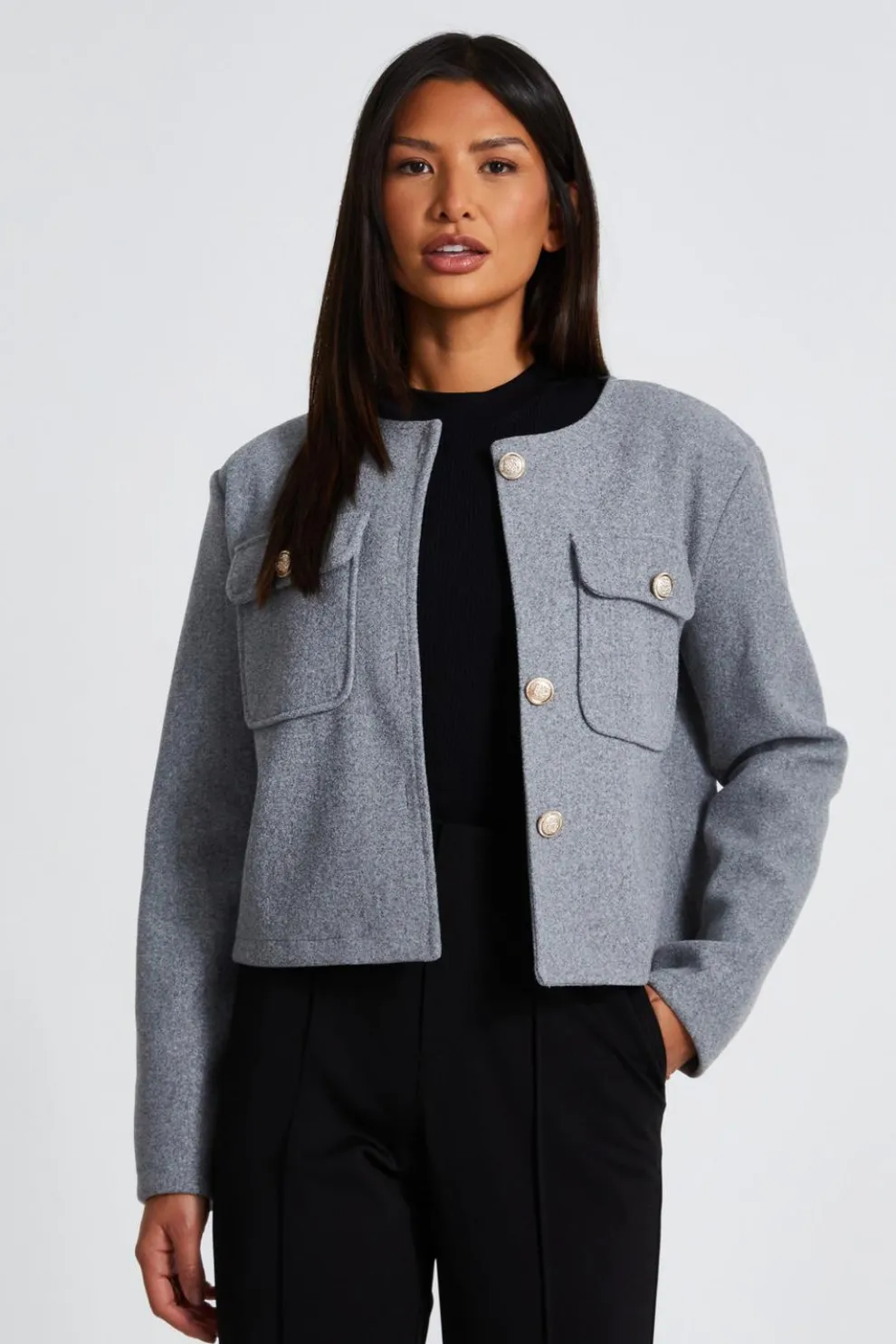 Grey Cropped Jacket