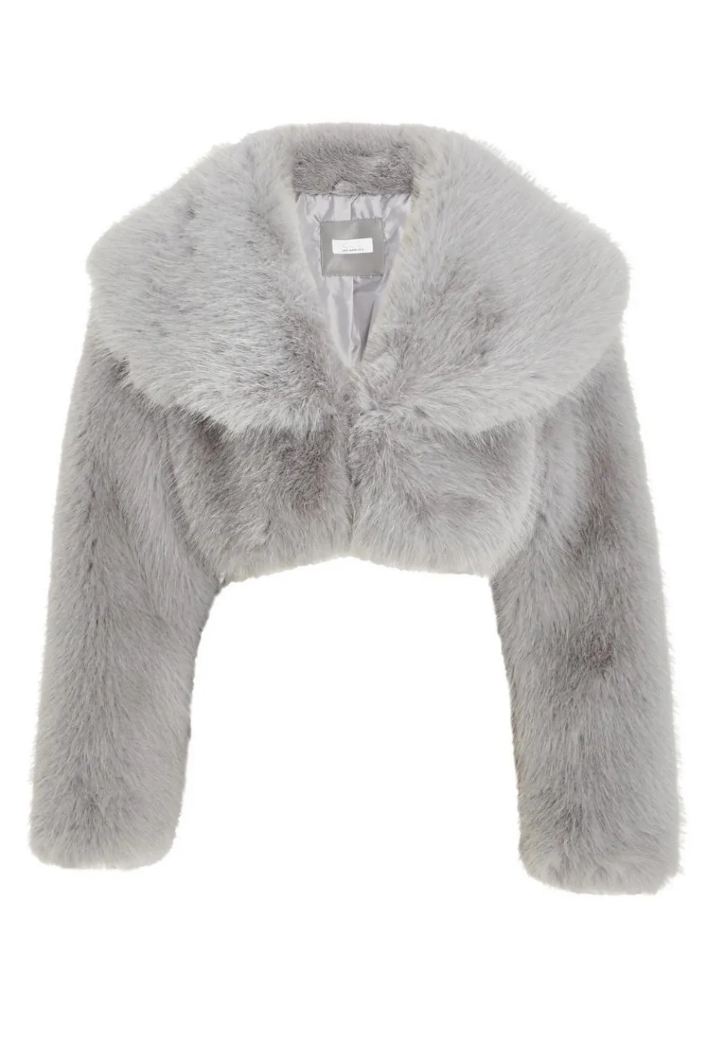Grey Faux Fur Cropped Jacket