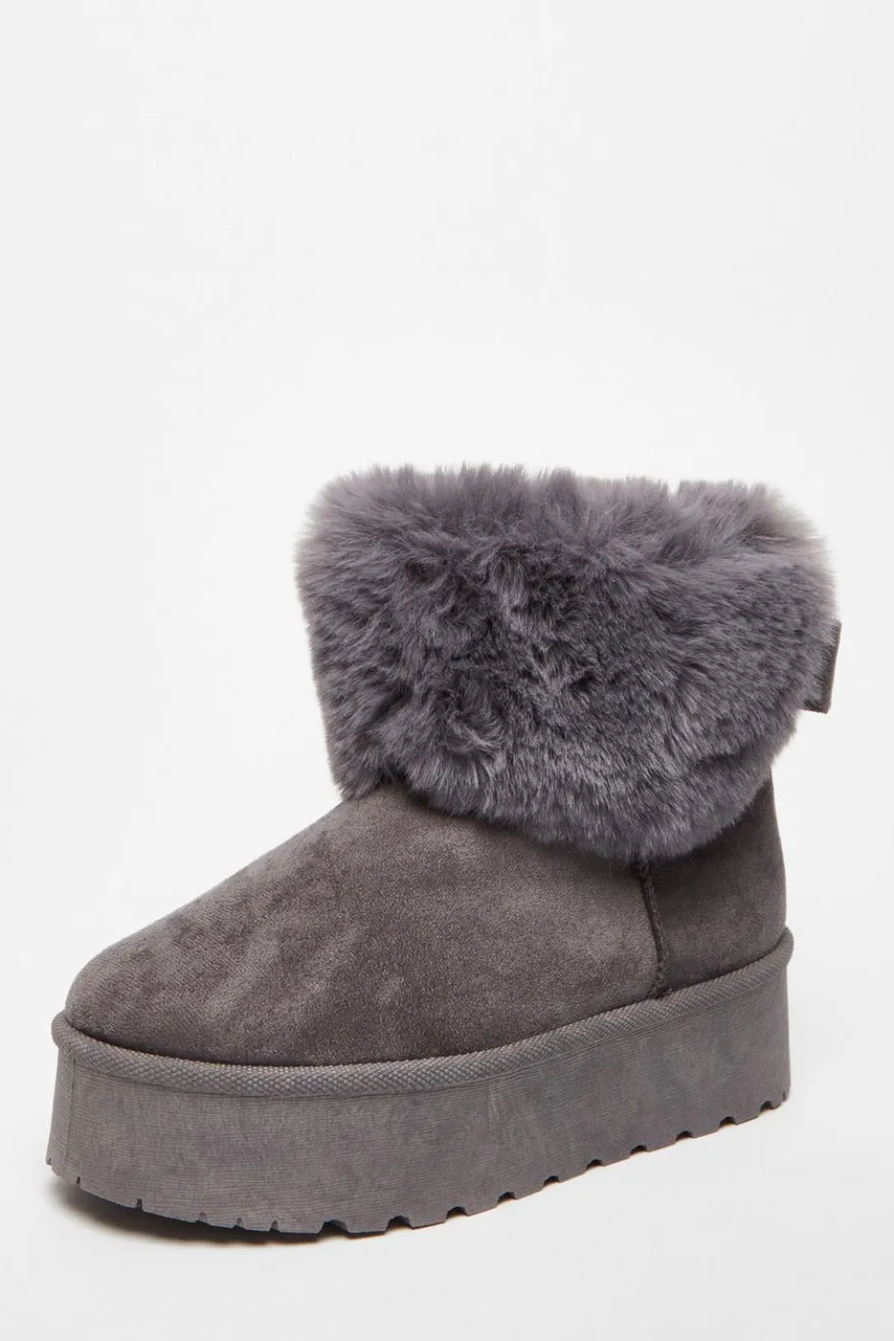 Grey Faux Suede Ankle Boots
