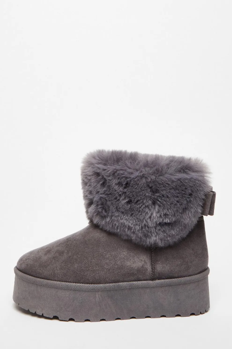 Grey Faux Suede Ankle Boots