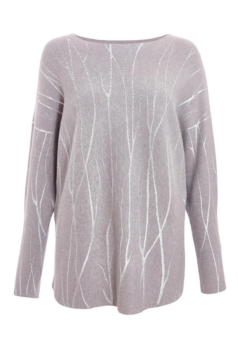 Grey Knit Foil Detail Jumper