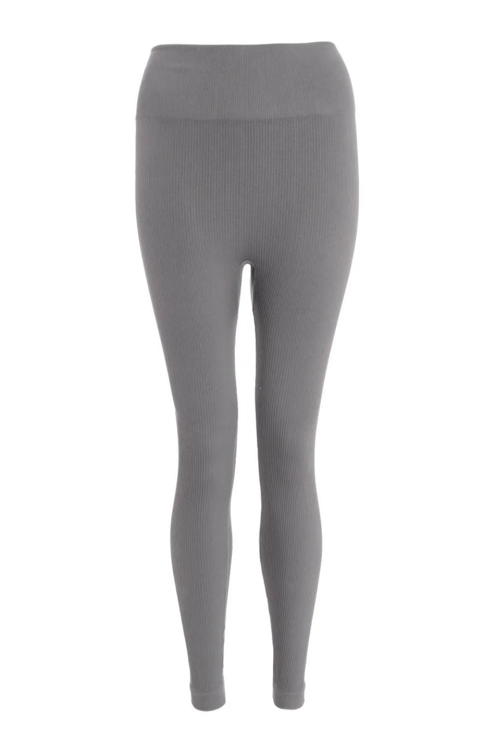 Grey Knit Ribbed Leggings