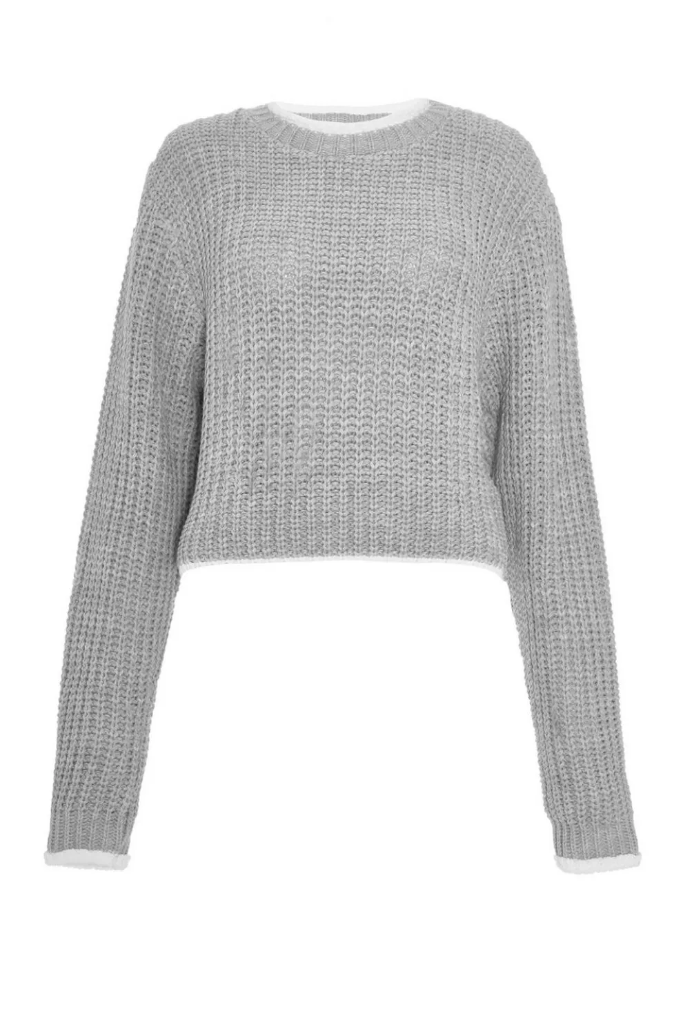 Grey Knitted Crop Jumper