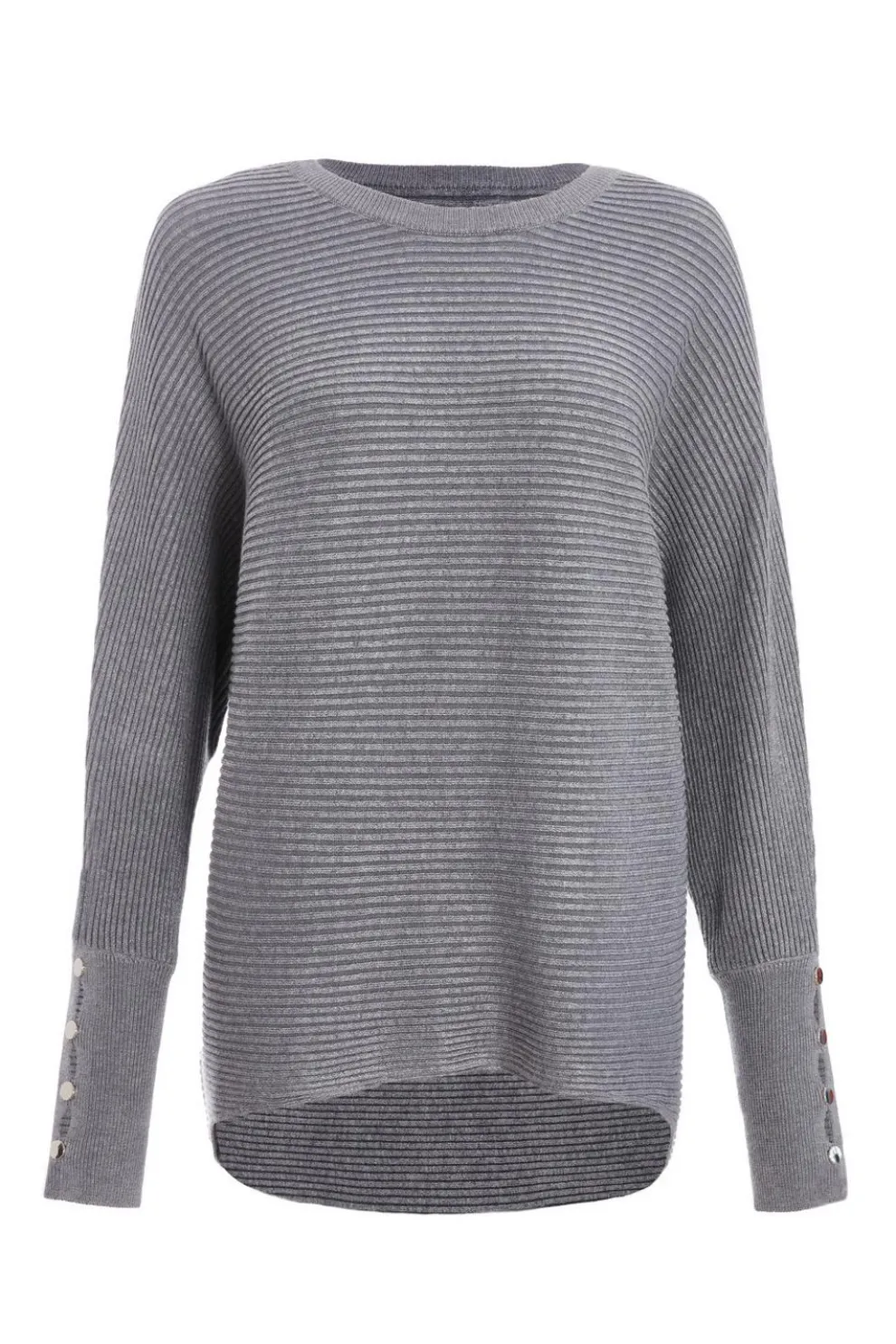 Grey Light Knit Buttoned Jumper