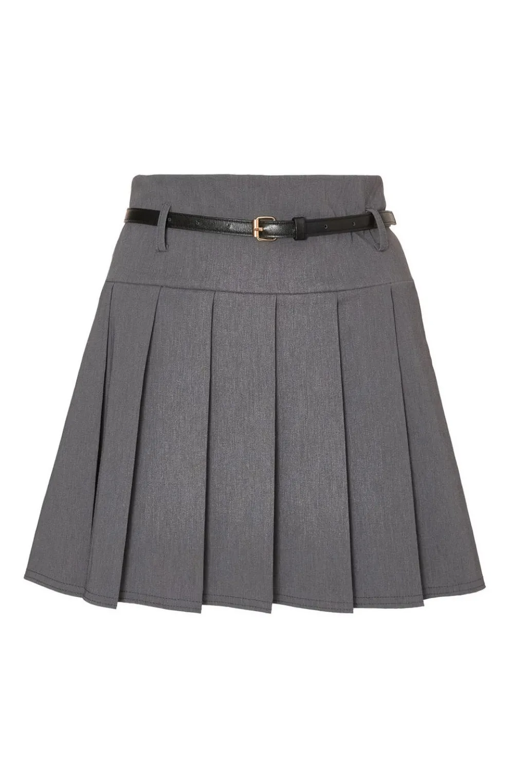 Grey Pleated Mini Skirt