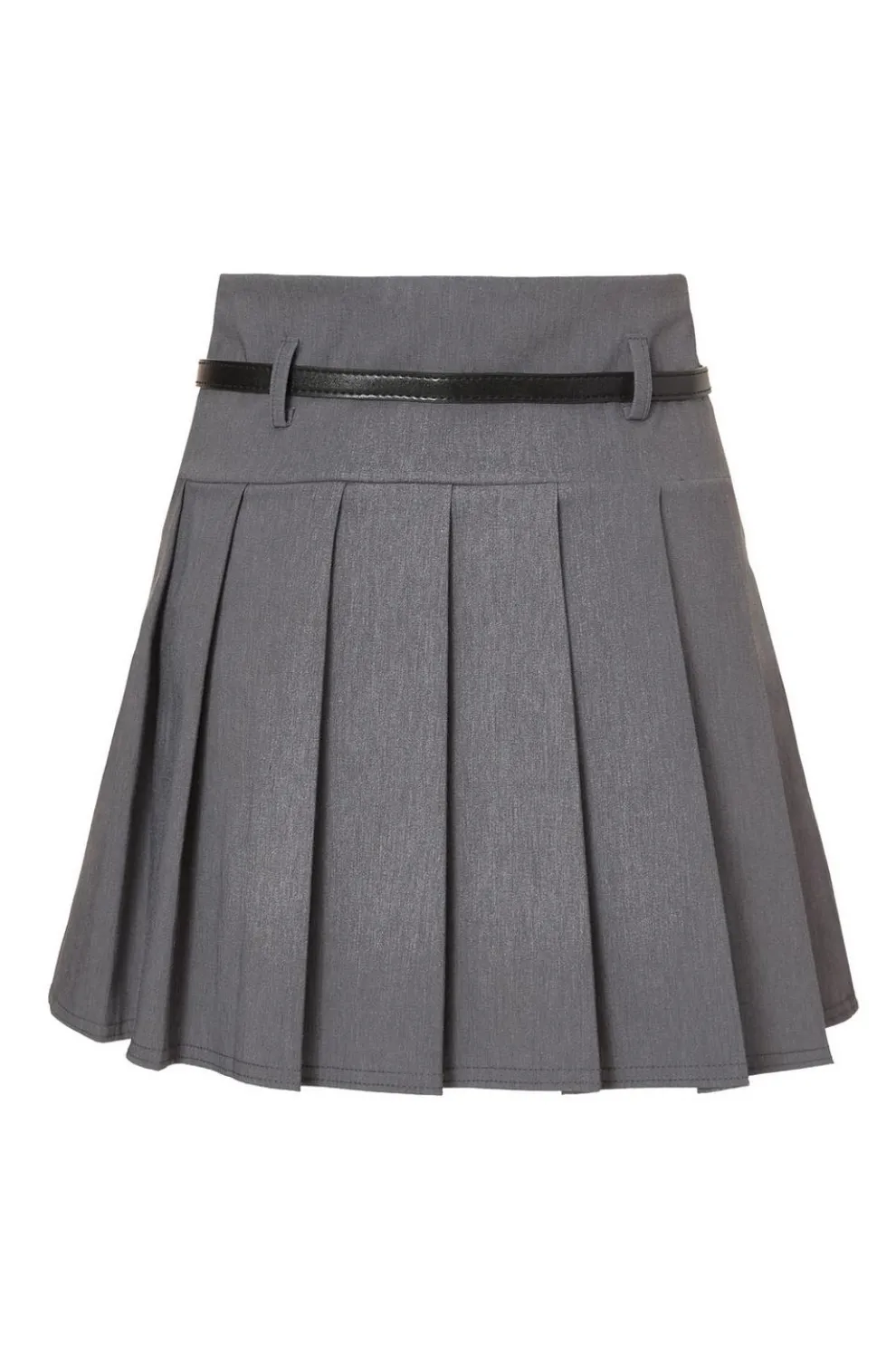 Grey Pleated Mini Skirt
