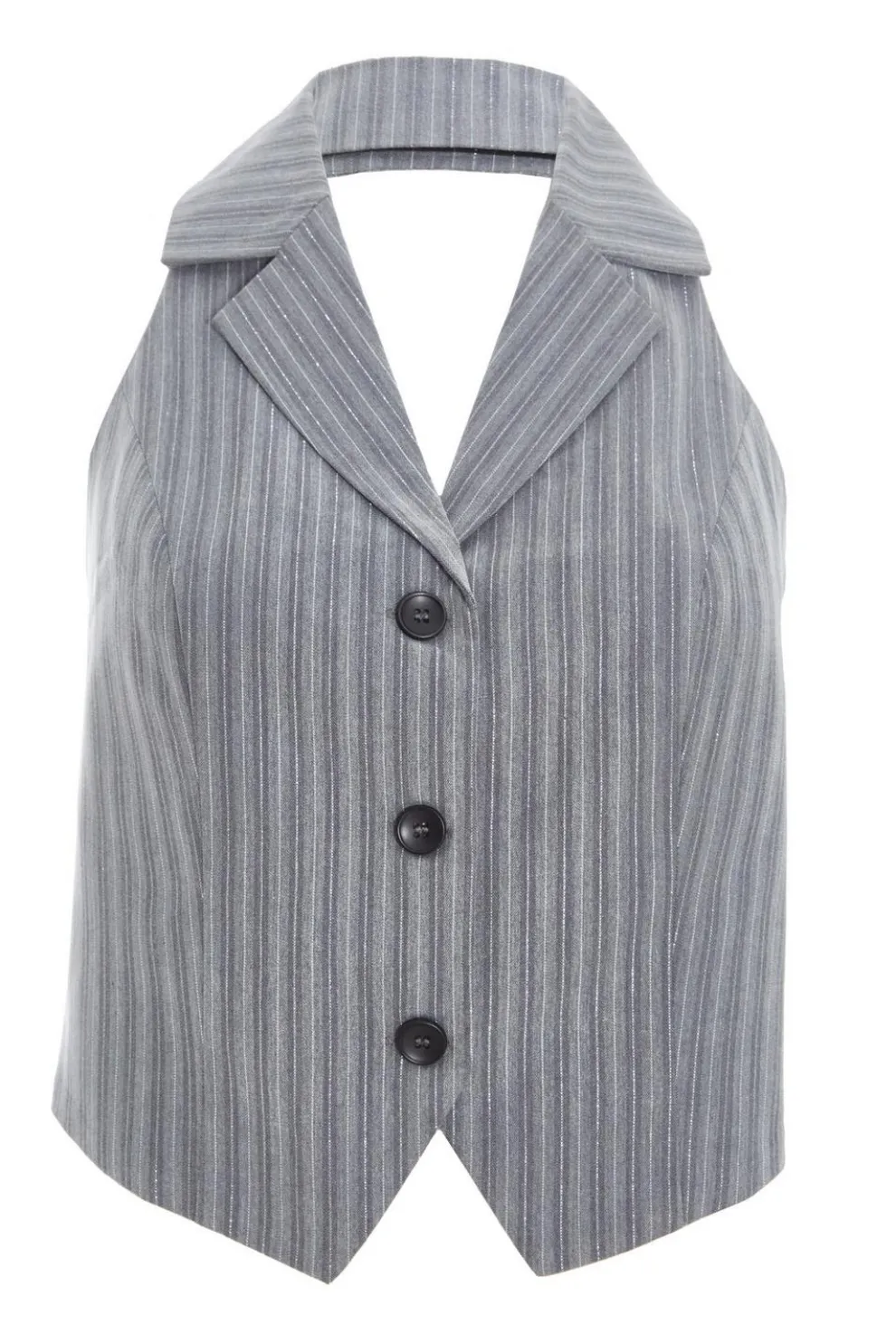 Grey Stripe Halterneck Waistcoat