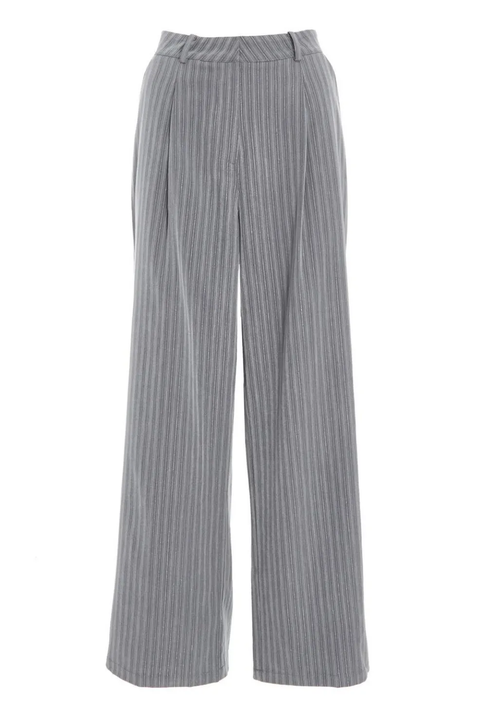 Grey Stripe High Waist Trouser
