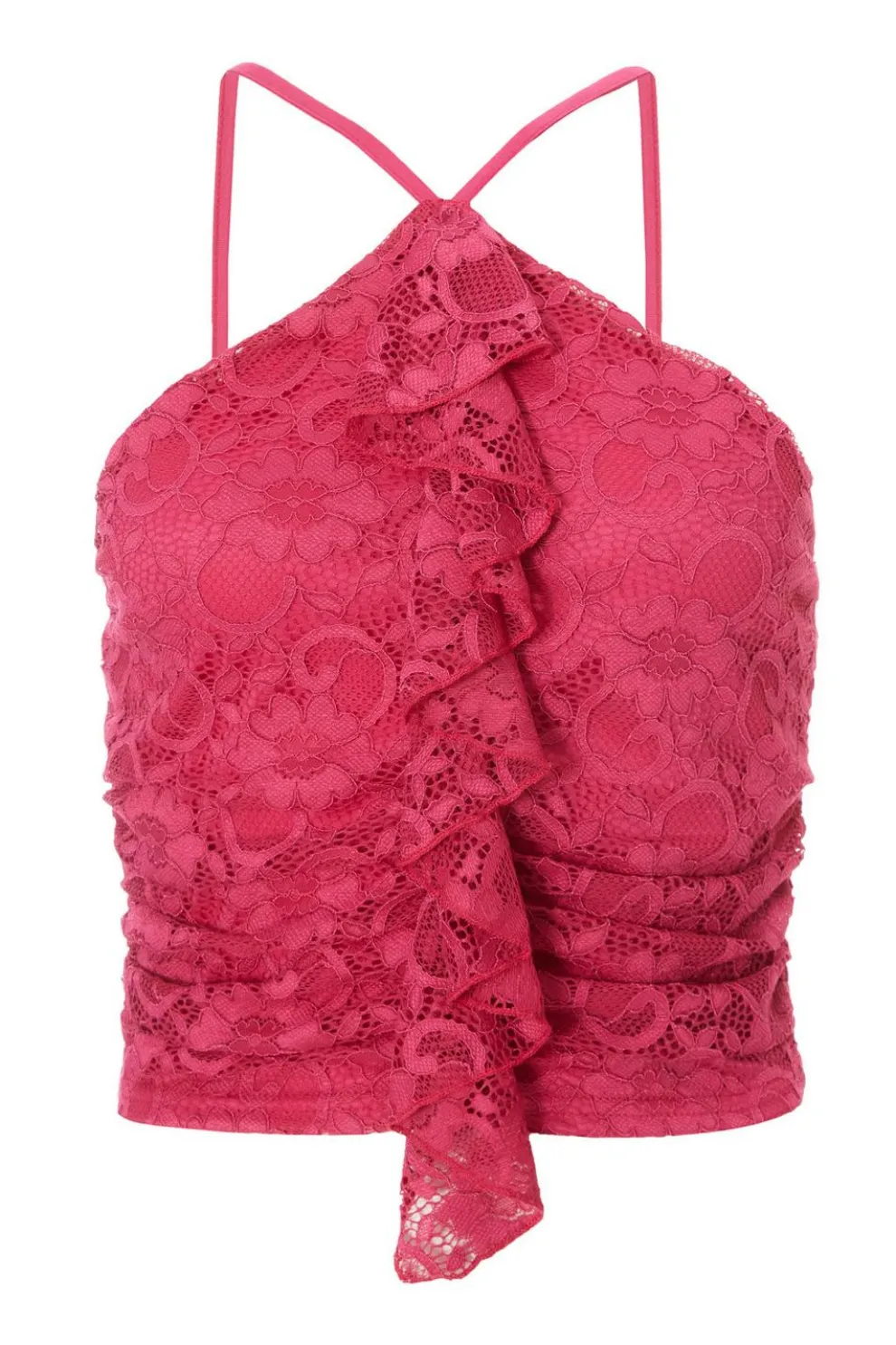 Hot Pink Lace Crop Top