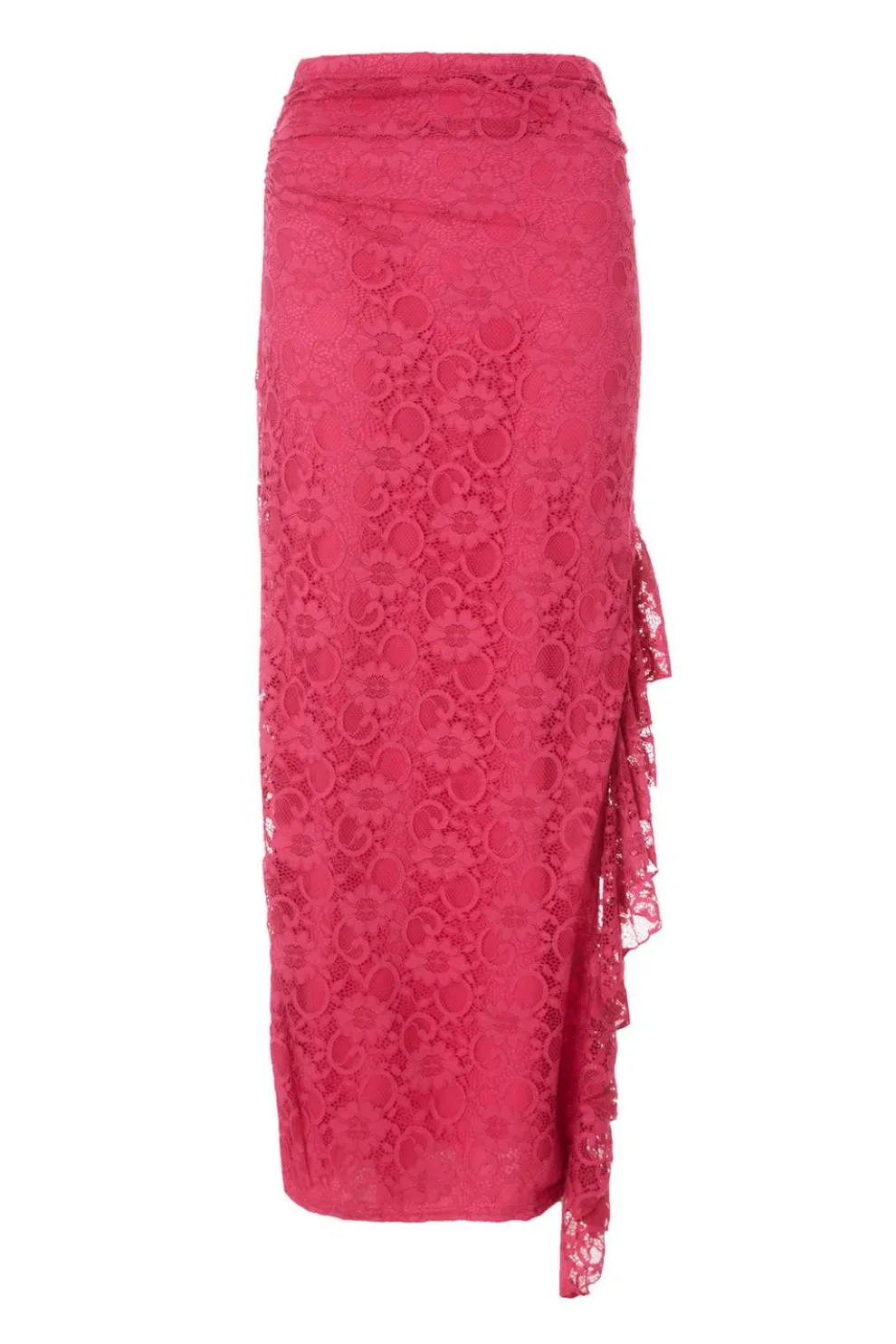 Hot Pink Lace Midaxi Skirt