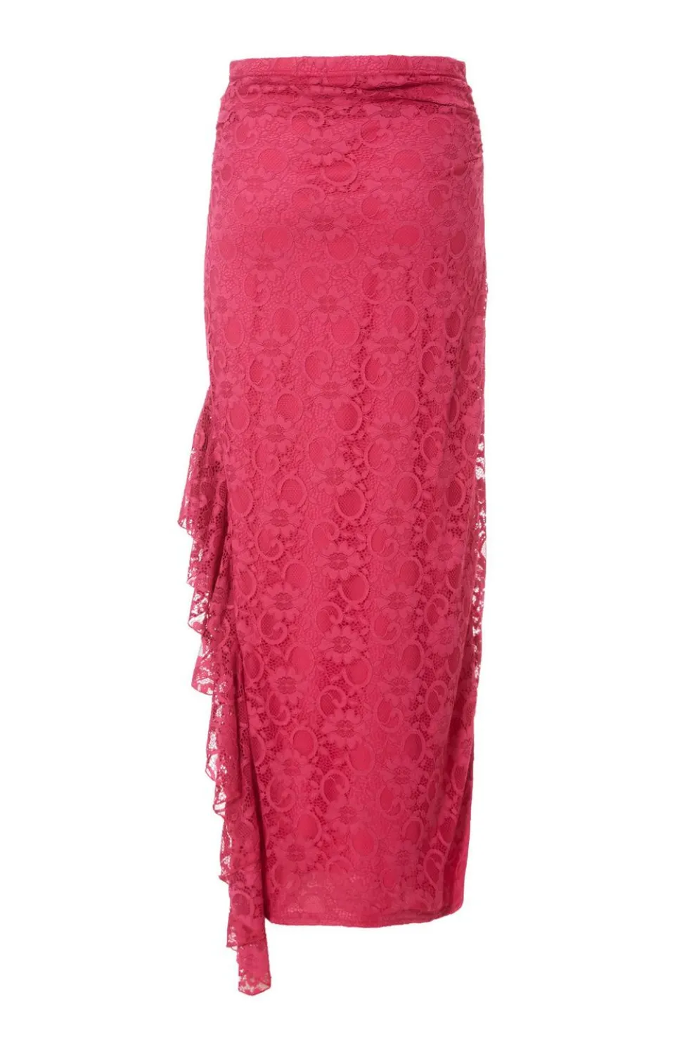 Hot Pink Lace Midaxi Skirt