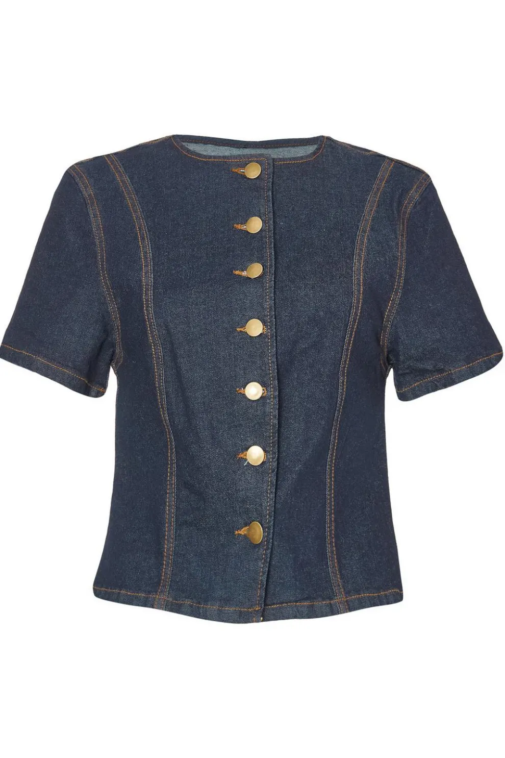 Indigo Denim Button Front Top