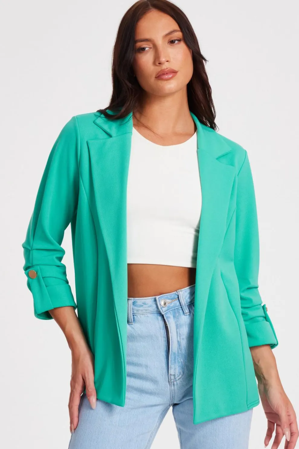 Jade Ruched Sleeve Blazer
