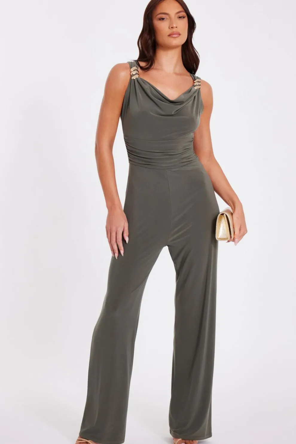 Khaki Buckle Detail Jumpsuit