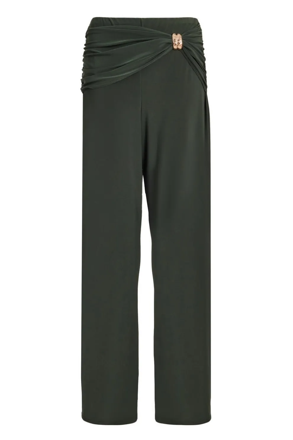 Khaki Buckle Wide Leg Trousers