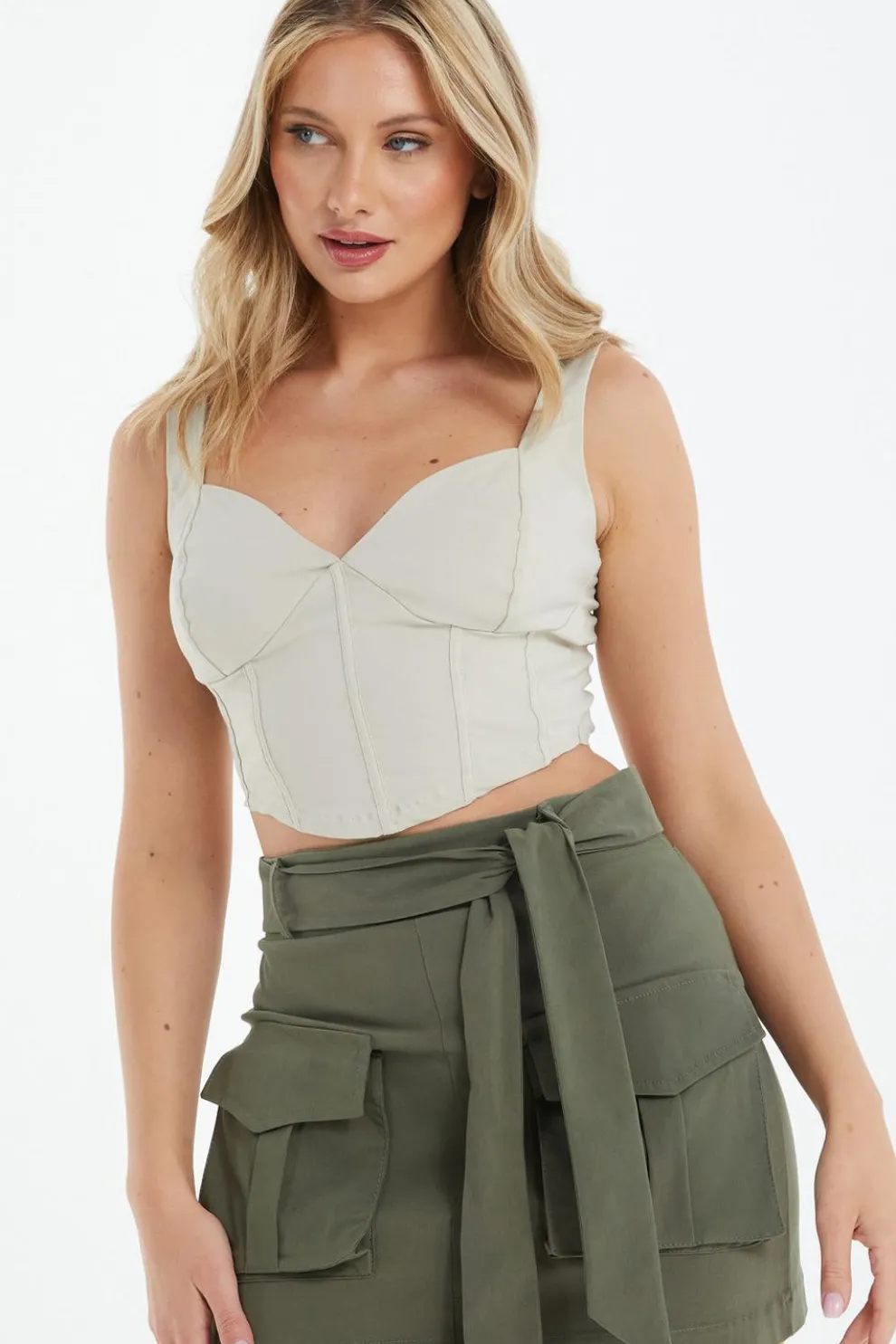 Khaki Cargo Mini Skirt