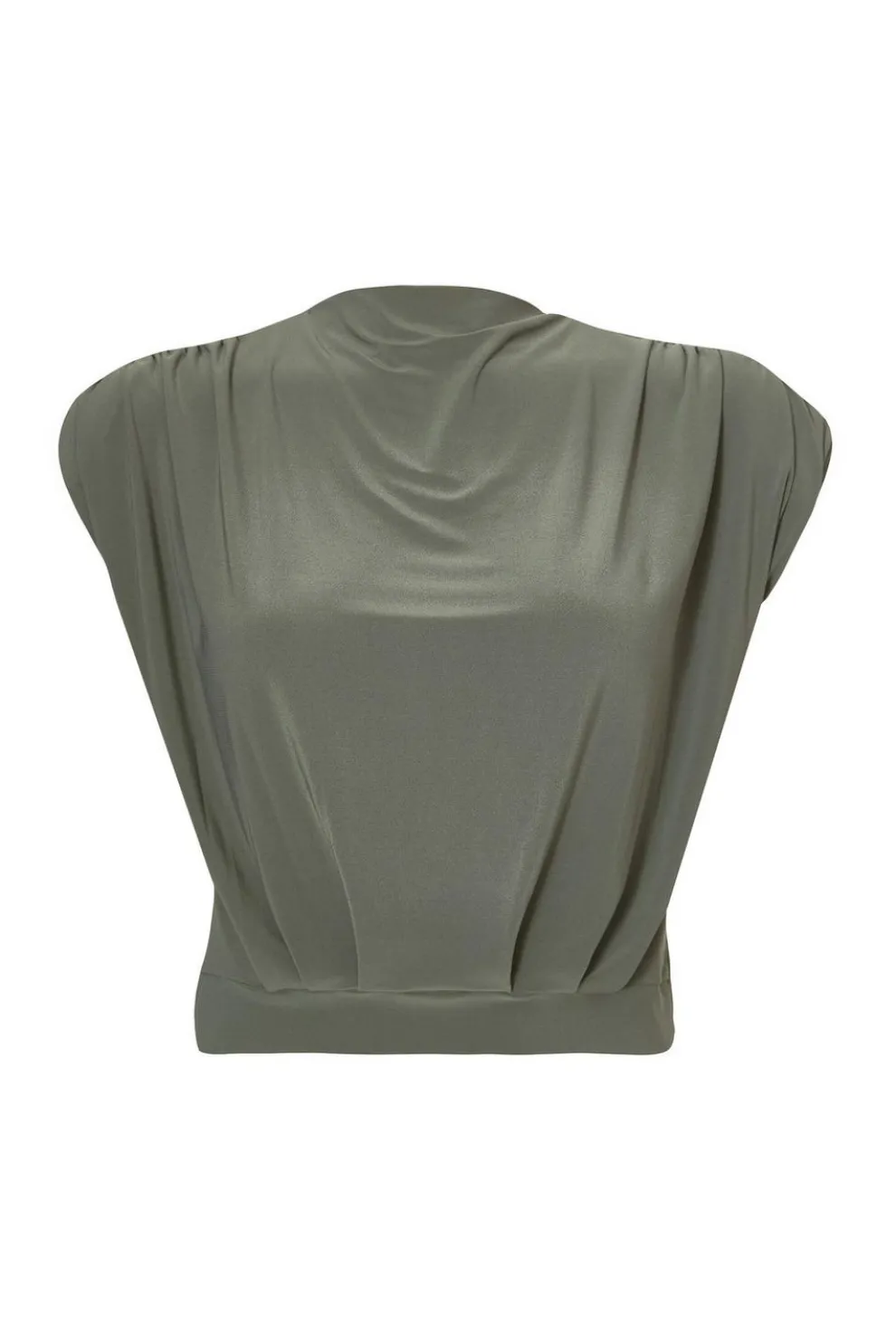 Khaki High Neck Crop Top