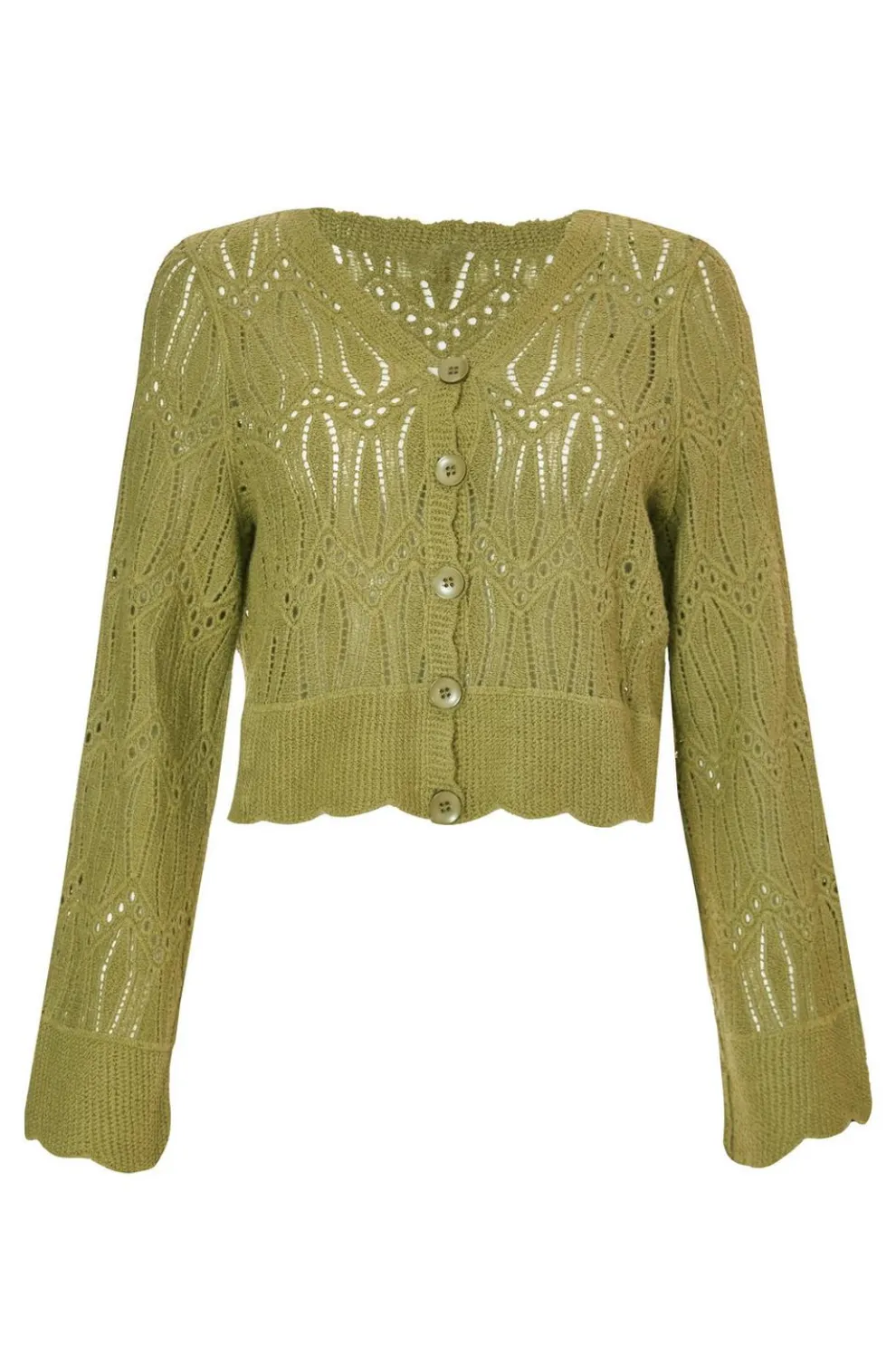 Khaki Knit Cropped Cardigan