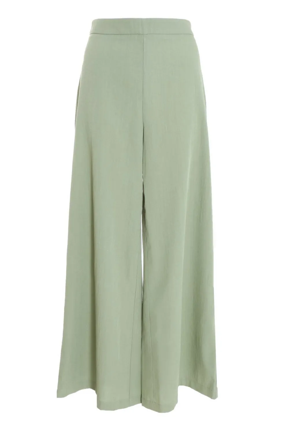 Khaki Linen Wide Leg Trousers