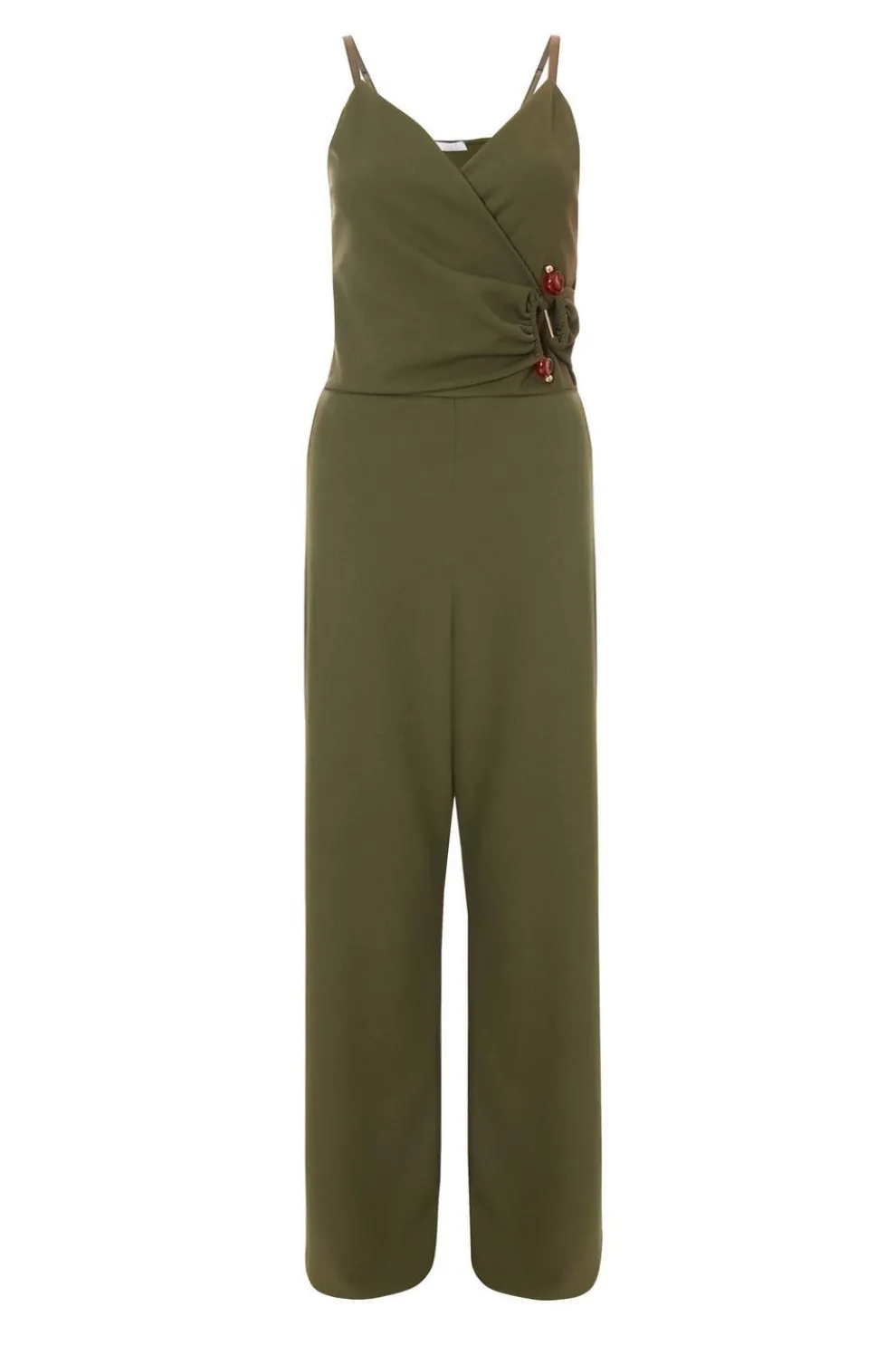 Khaki Strappy Buckle Detail Jumpsuit