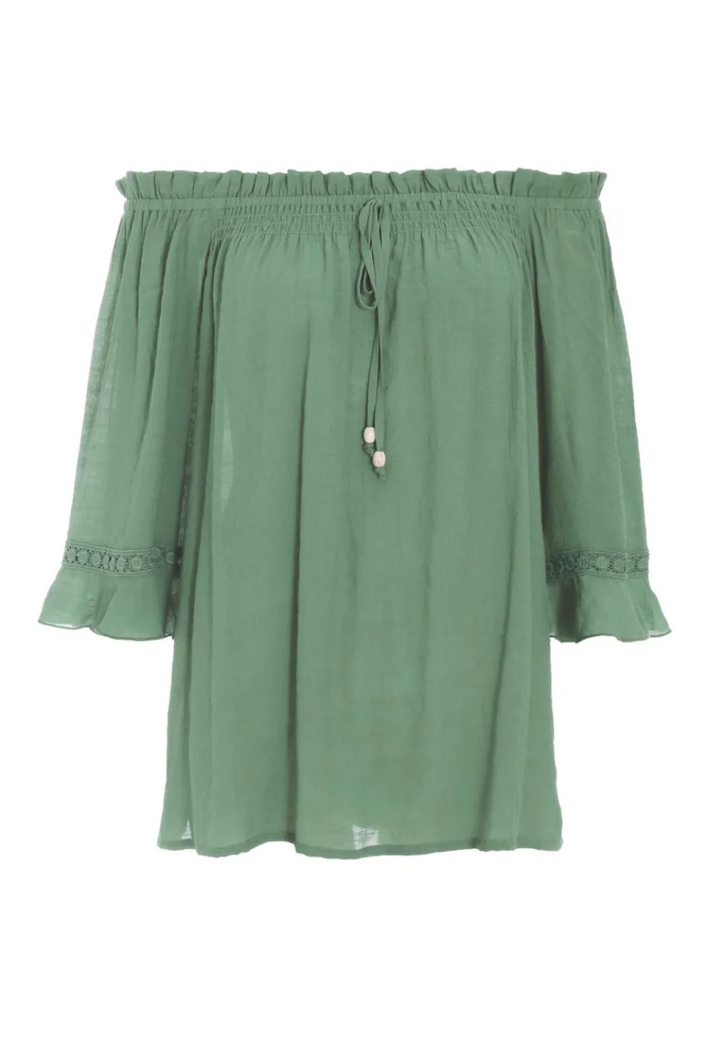 Khaki Textured Bardot Top