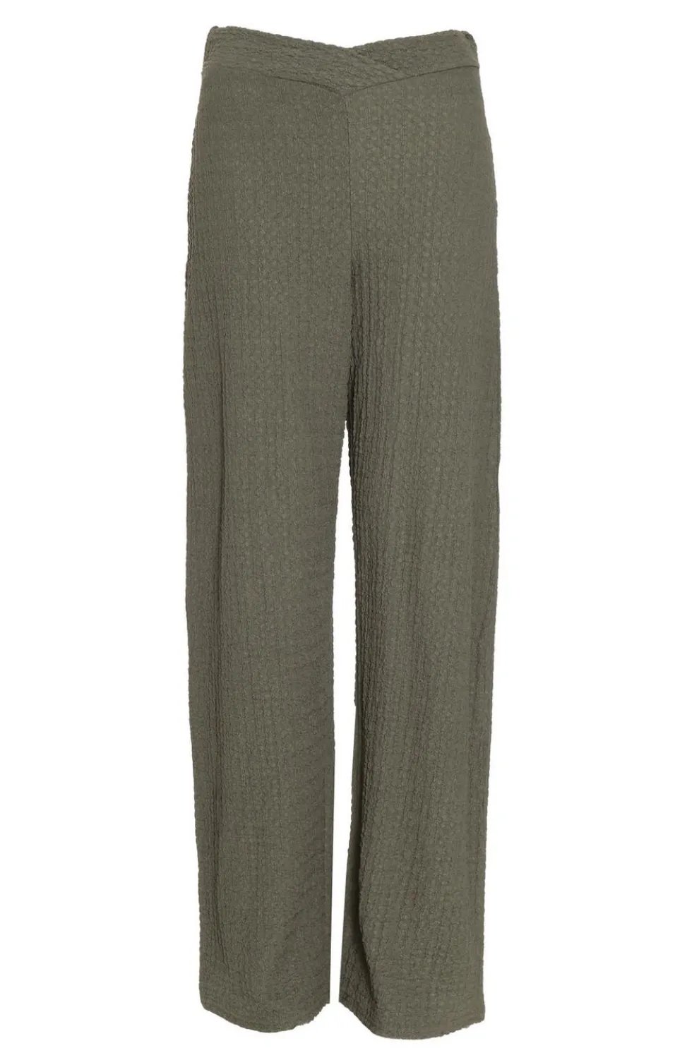 Khaki Textured Palazzo Trousers