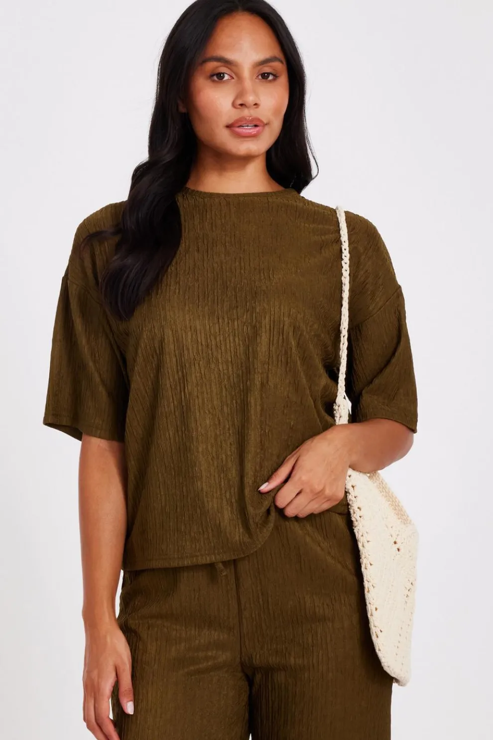 Khaki Textured T-Shirt