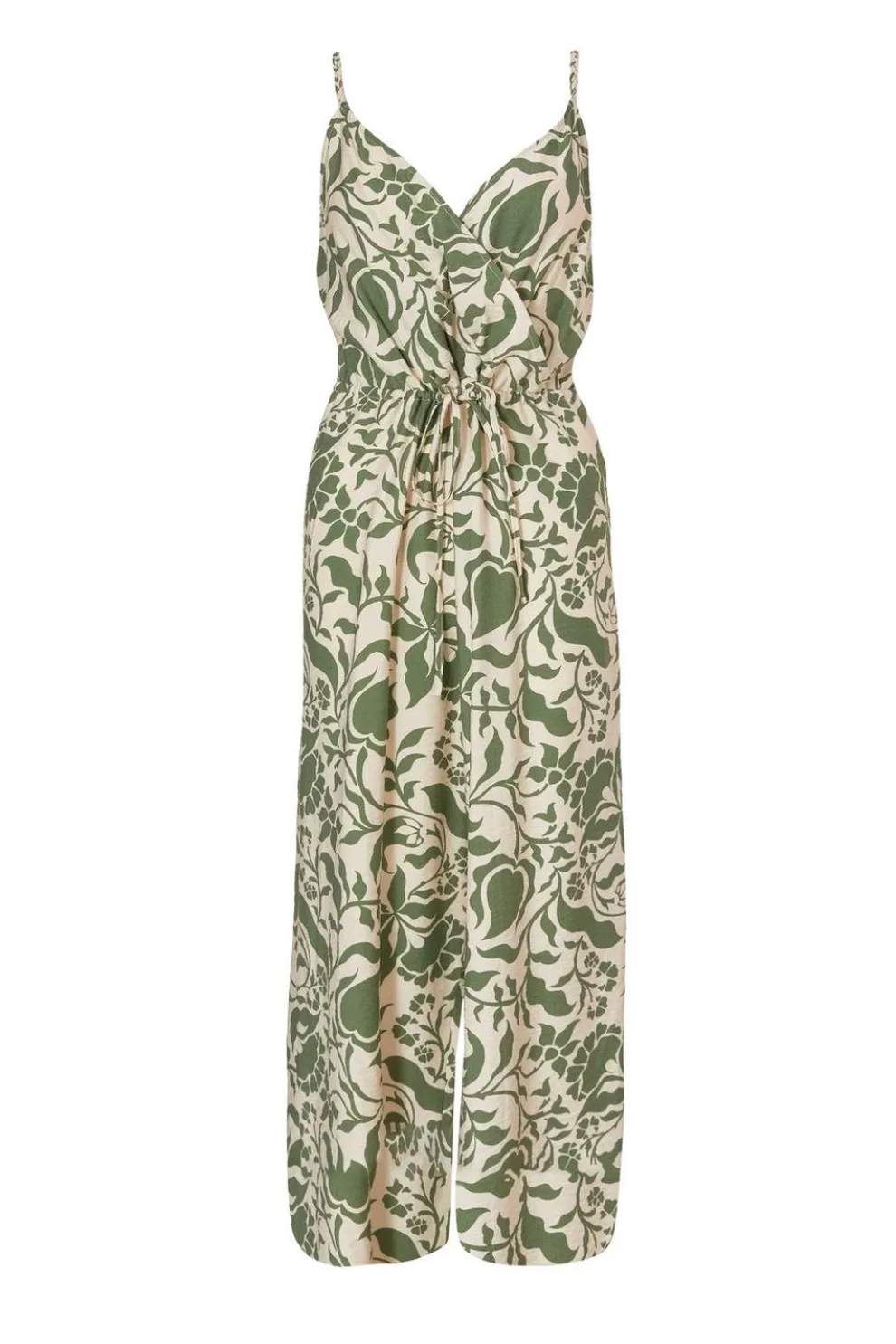Khaki Tropical Print Jumpsuit