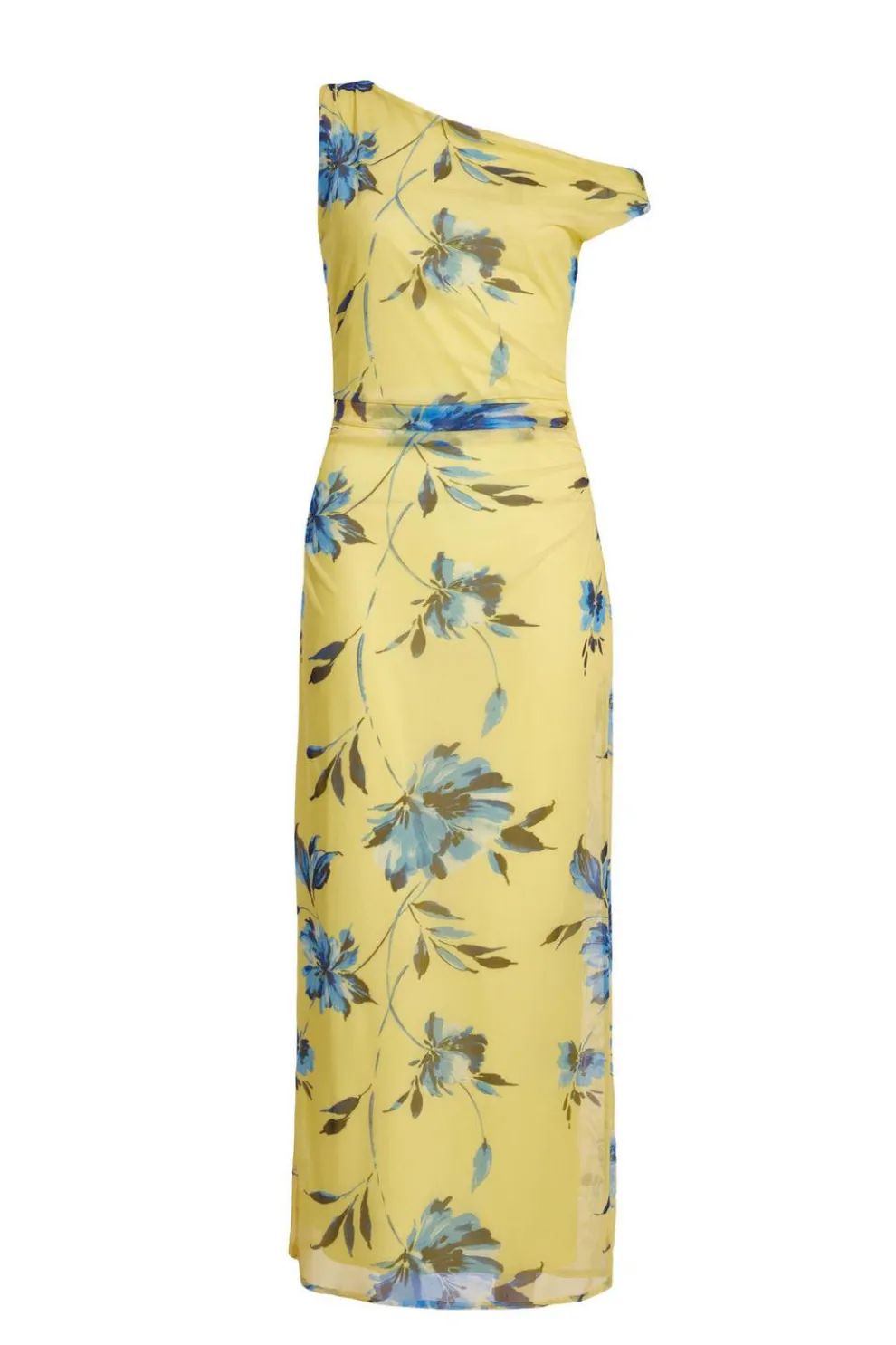 Lemon Floral Drop Sleeve Midaxi Dress