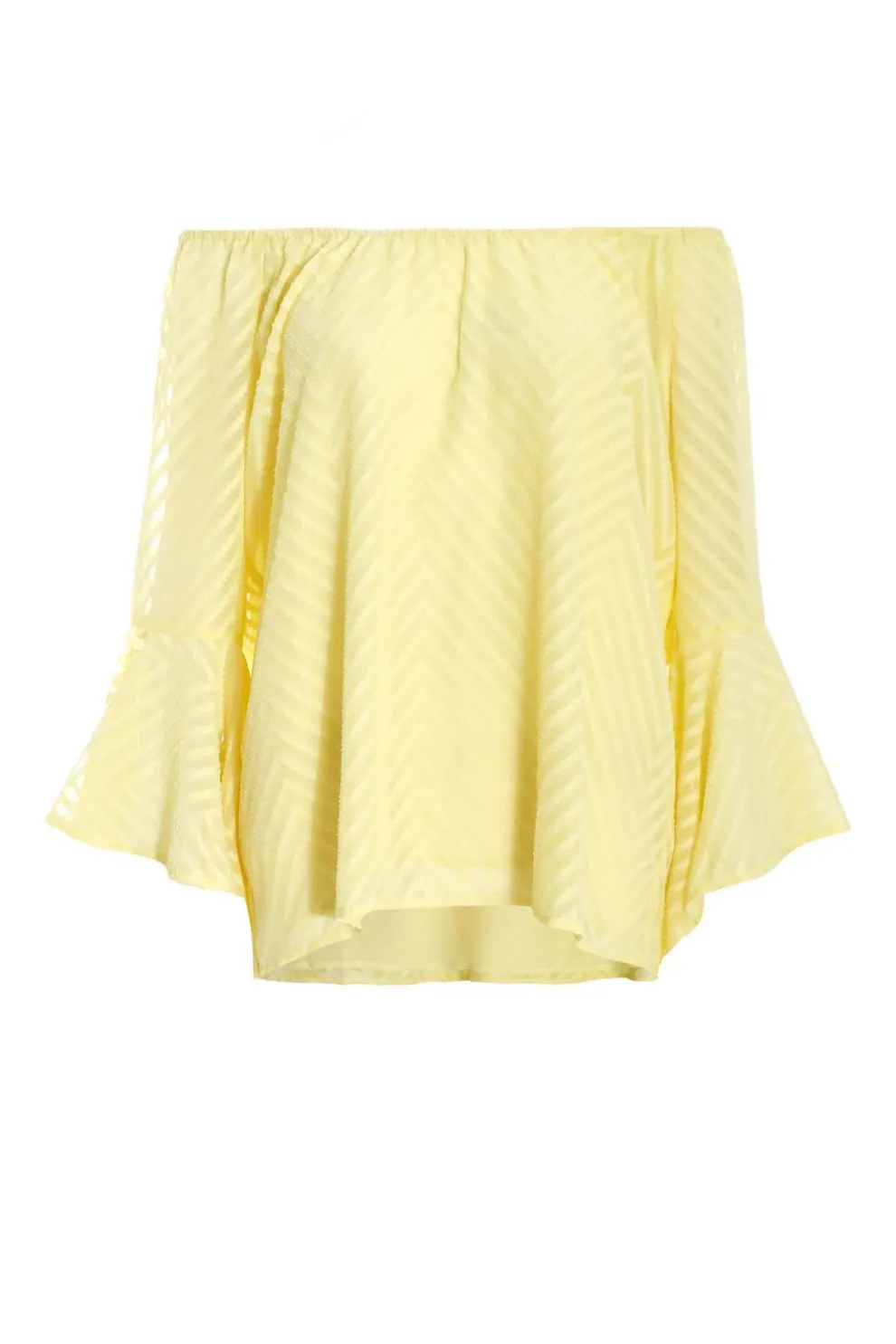 Lemon Textured Chiffon Bardot Top