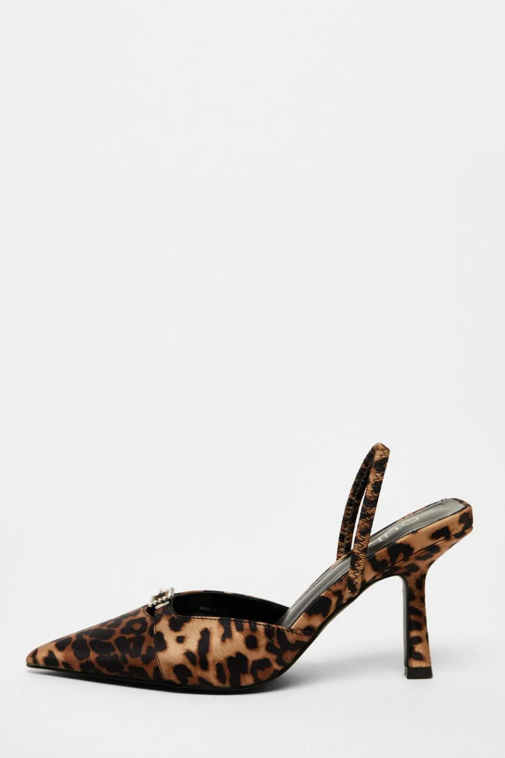 Leopard Print Diamante Buckle Court Heels