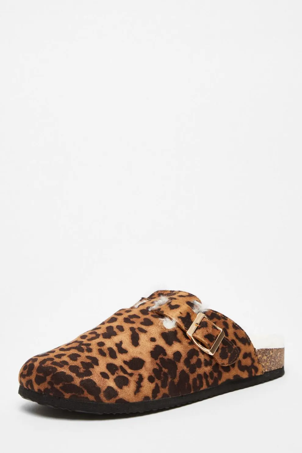 Leopard Print Faux Suede Mules