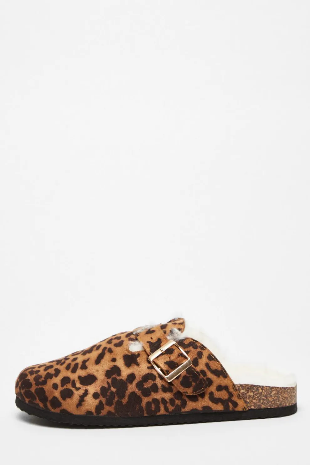 Leopard Print Faux Suede Mules