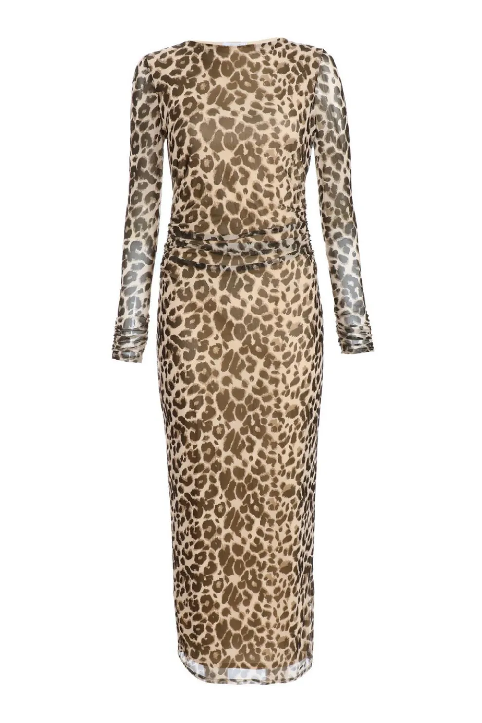 Leopard Print Mesh Midaxi Dress