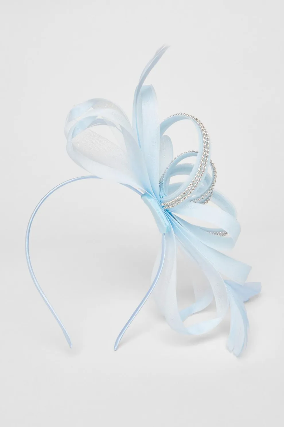 Light Blue Diamante Bow Fascinator