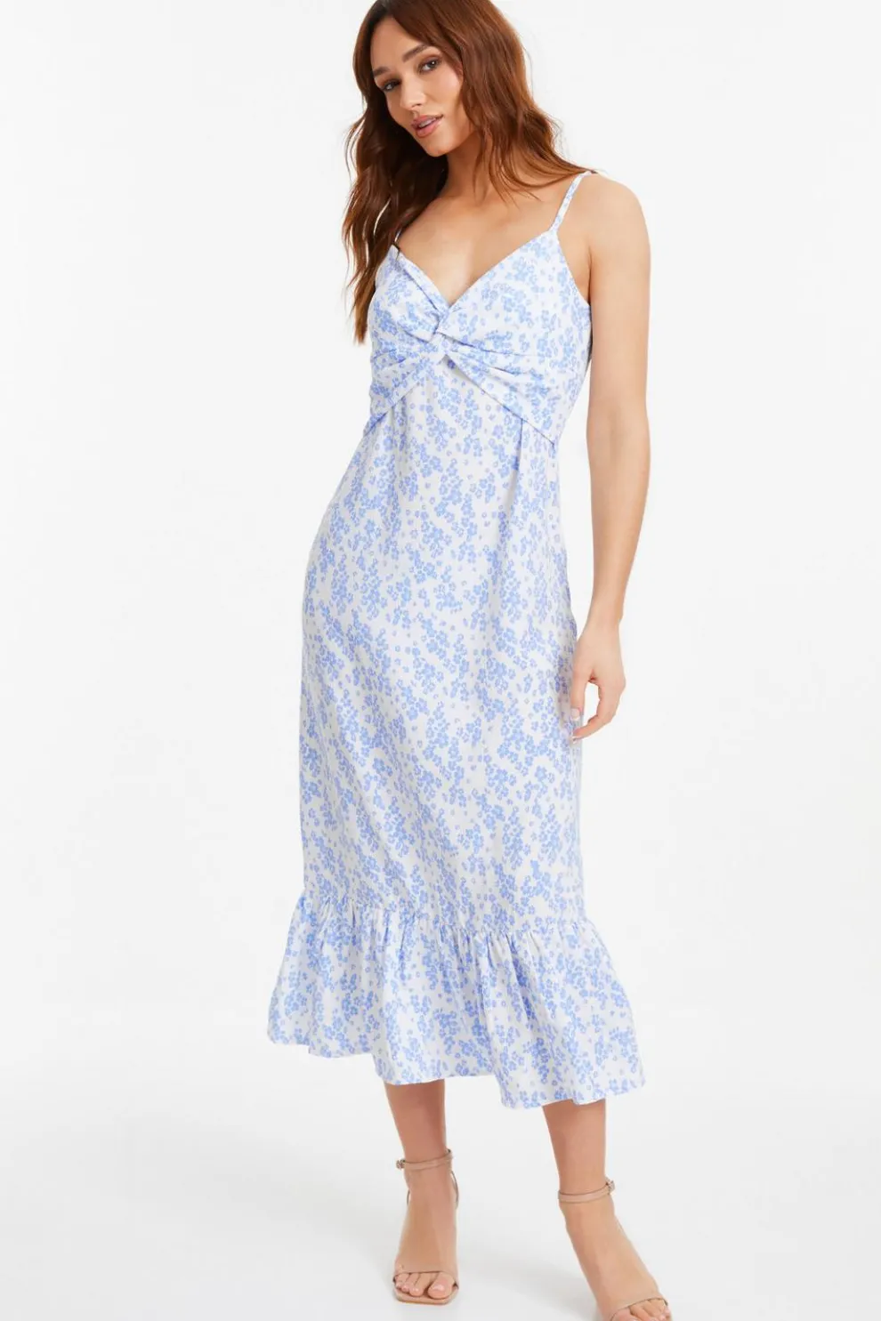 Light Blue Ditsy Floral Midi Dress