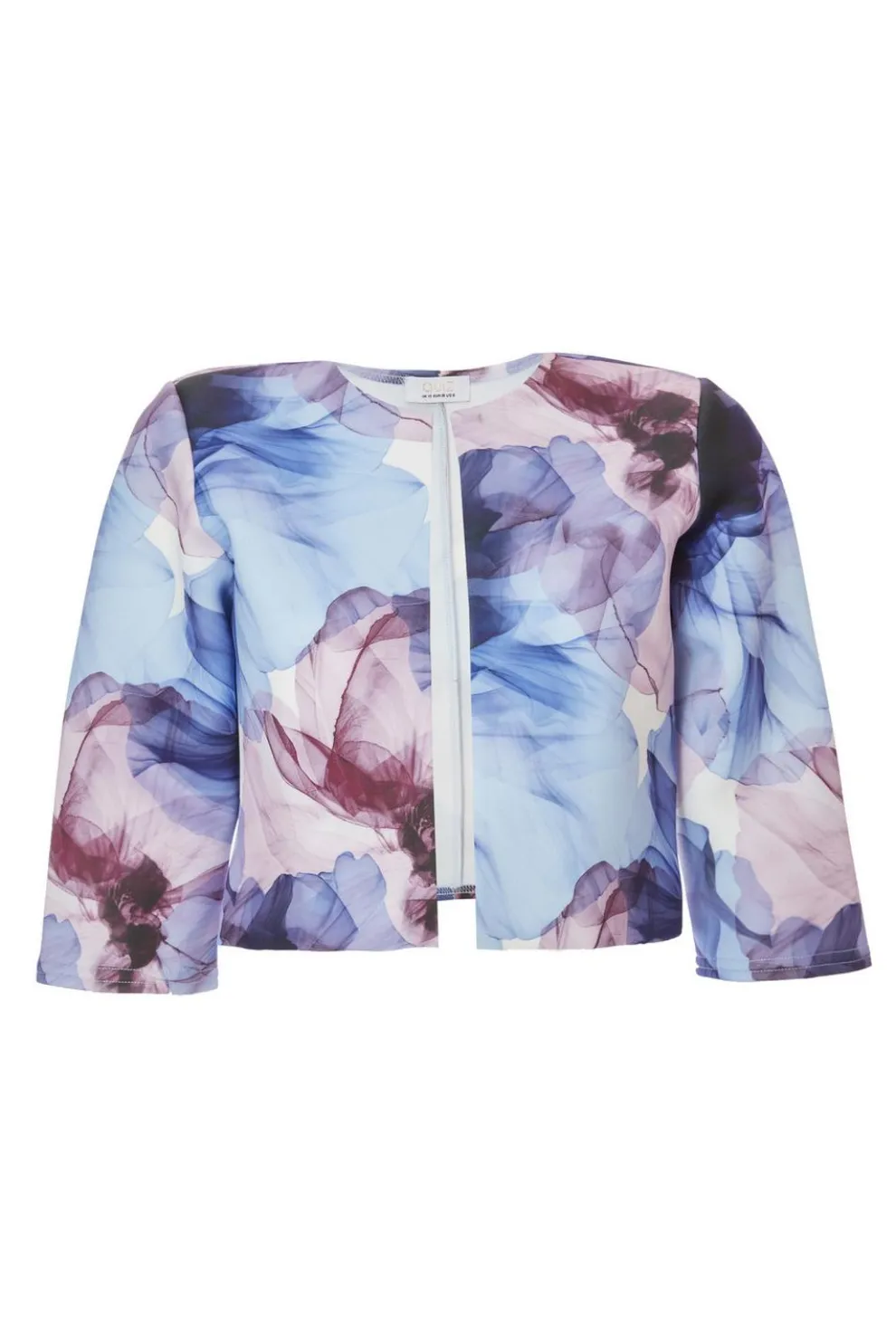 Light Blue Floral Cropped Jacket