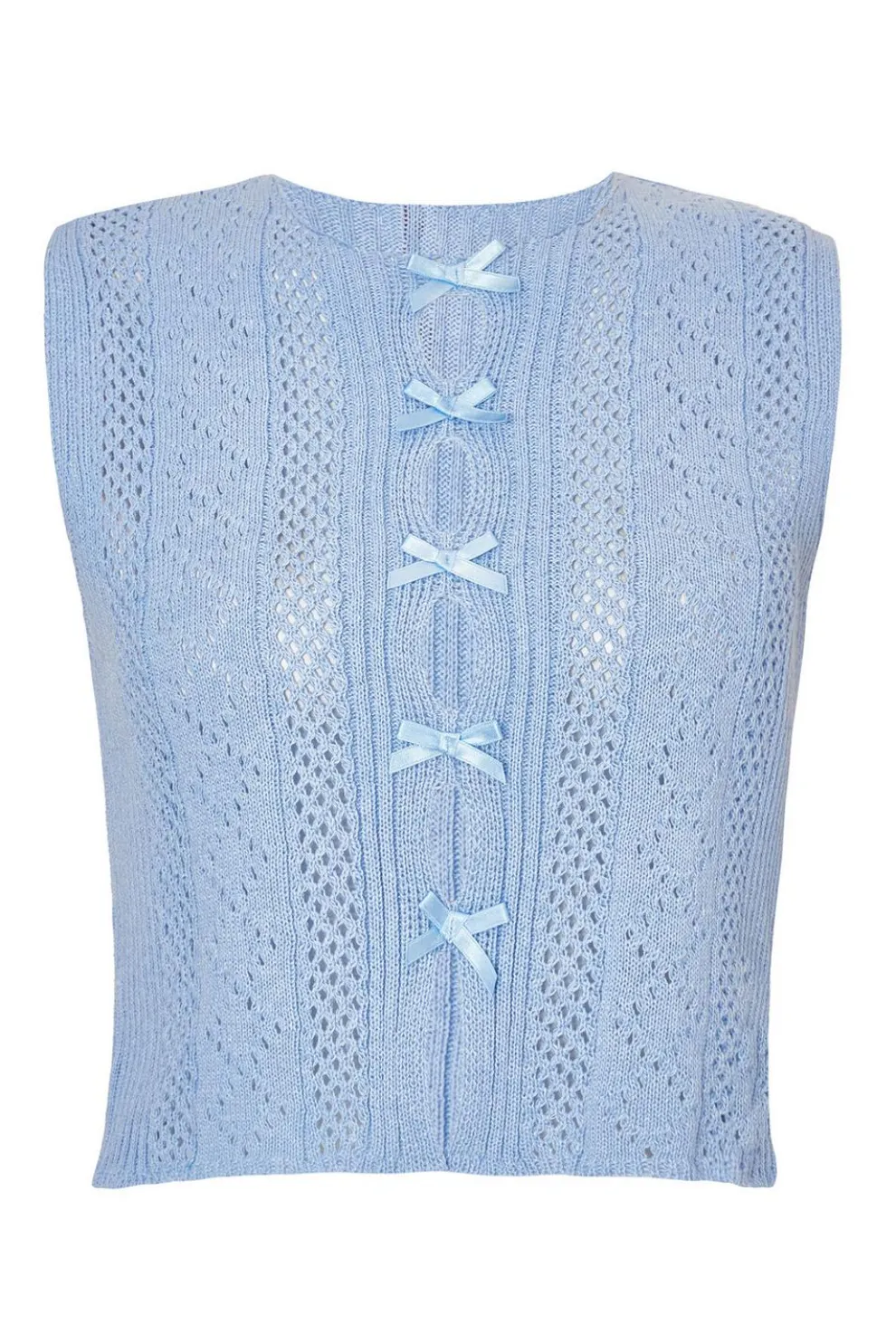 Light Blue Knit Bow Top