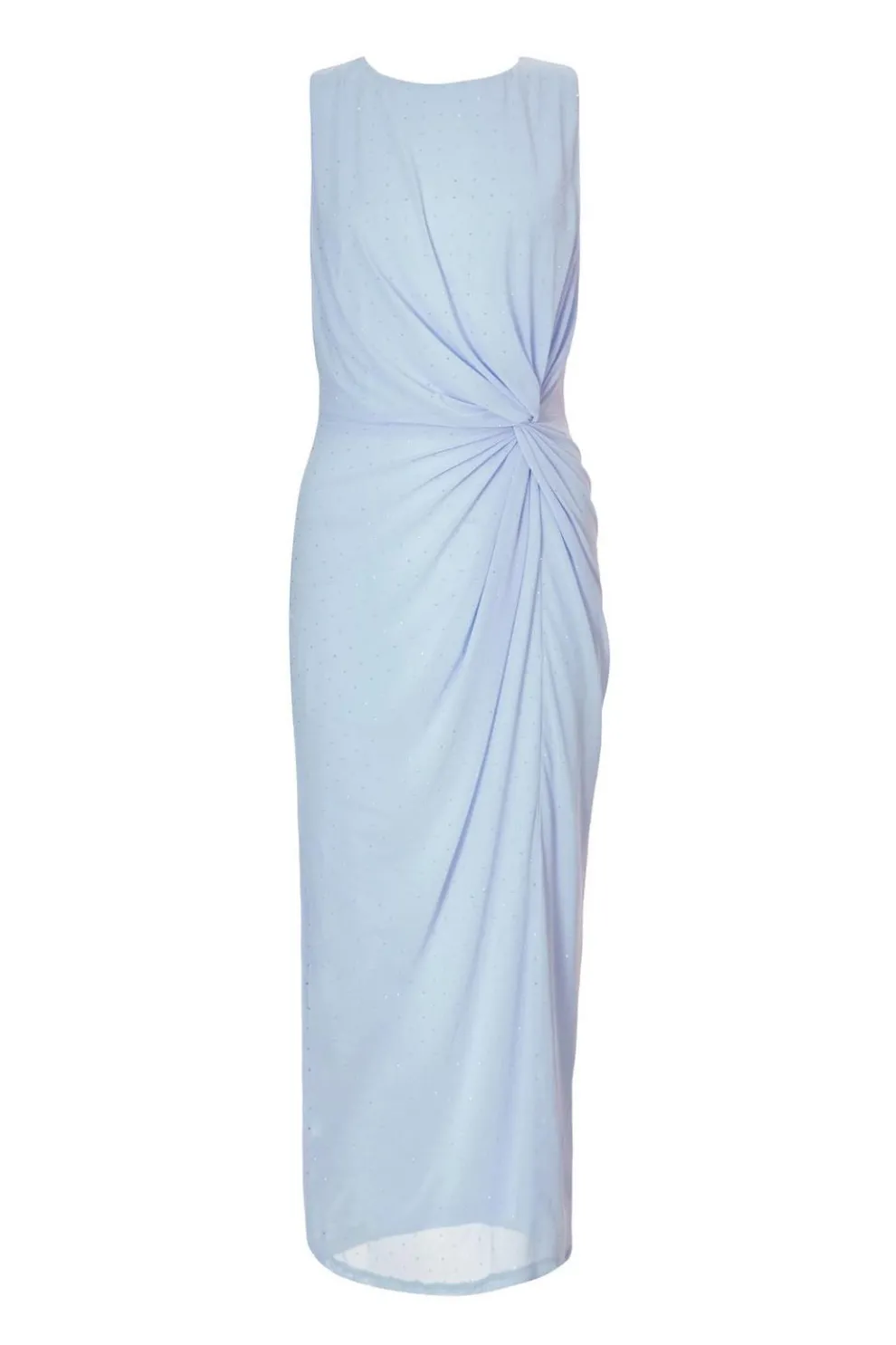 Light Blue Mesh Embellished Midaxi Dress