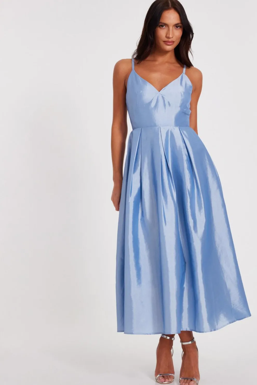 Light Blue Taffeta Midaxi Dress