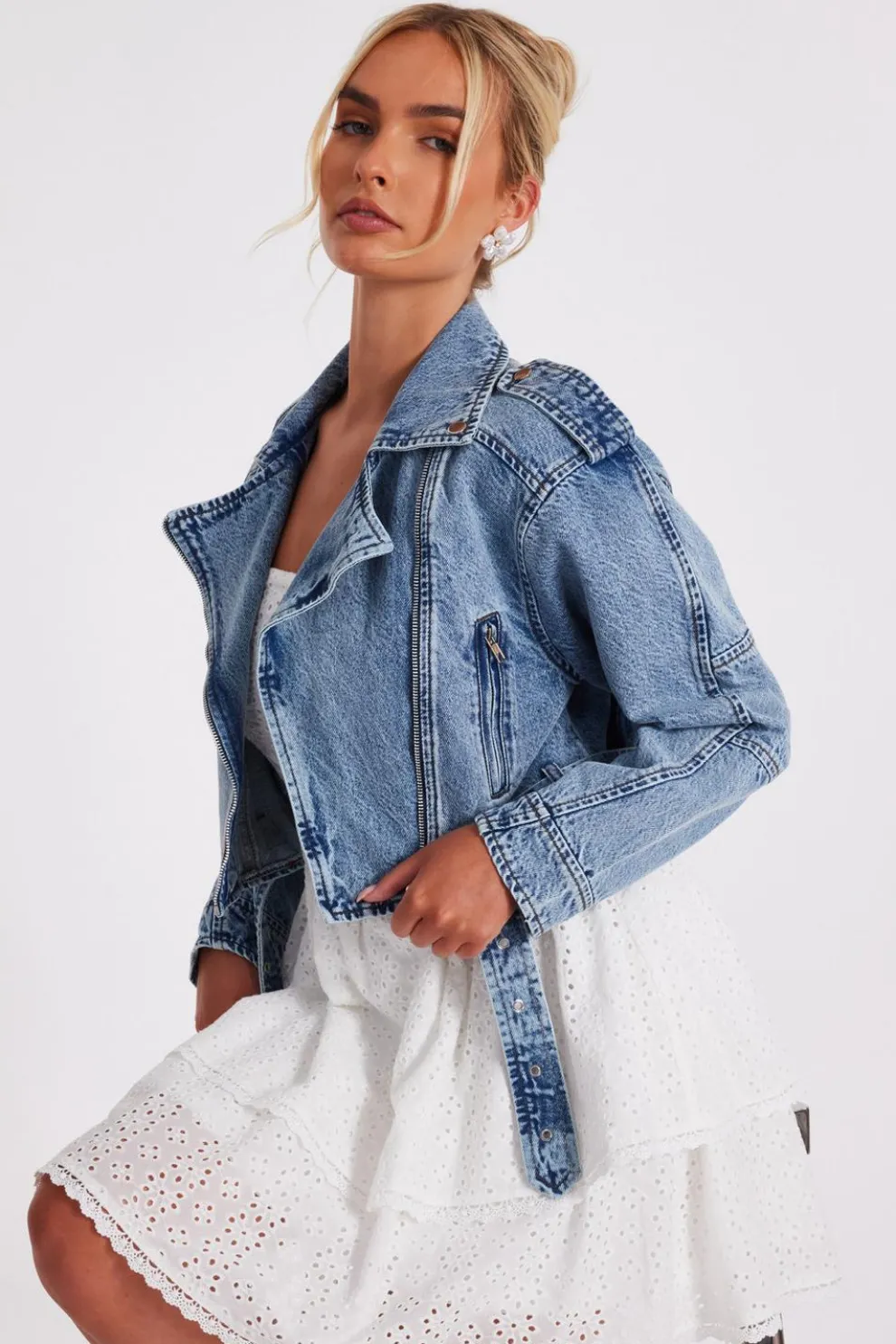 Light Denim Biker Jacket
